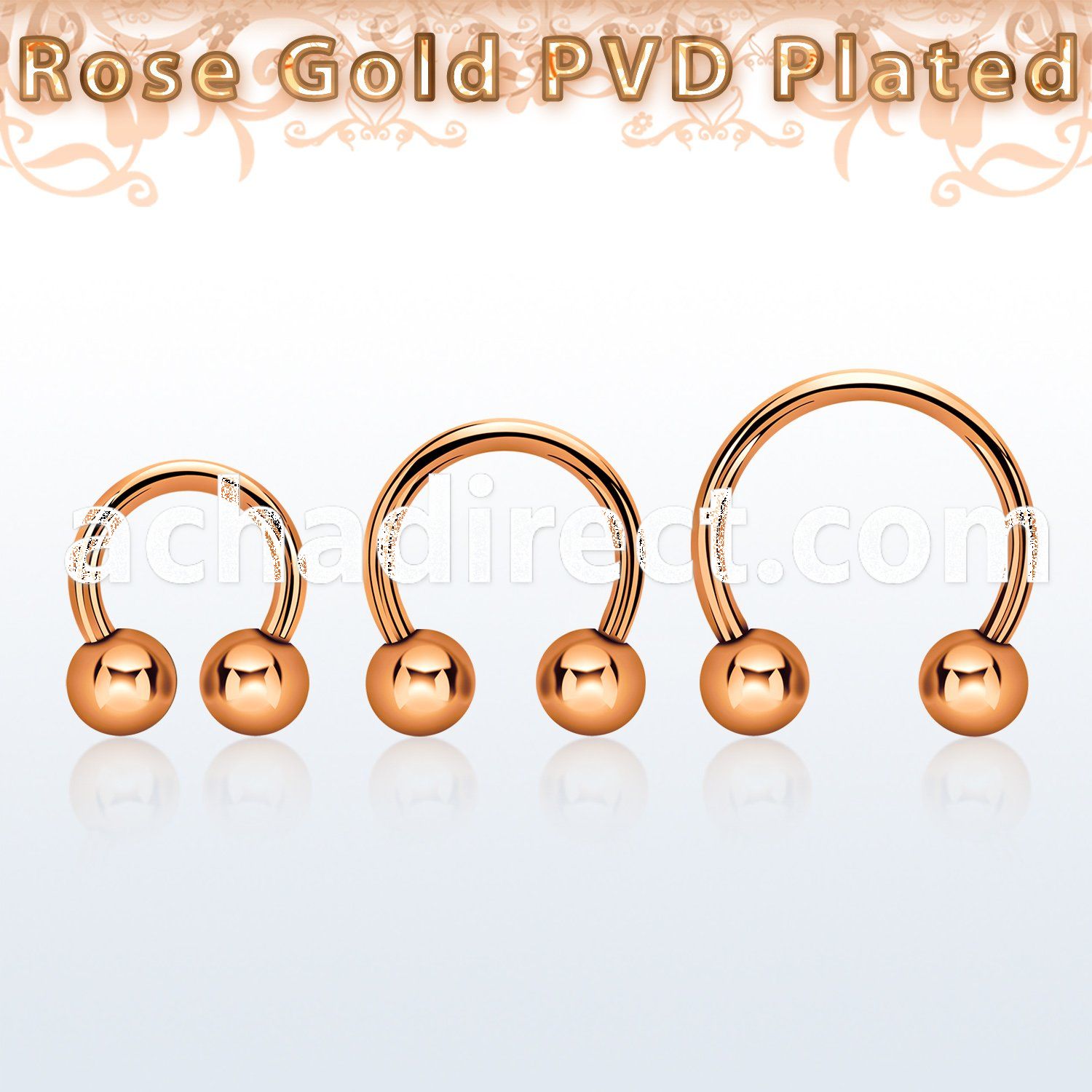 cbettb4 rose gold steel circular barbell w 2 4mm balls