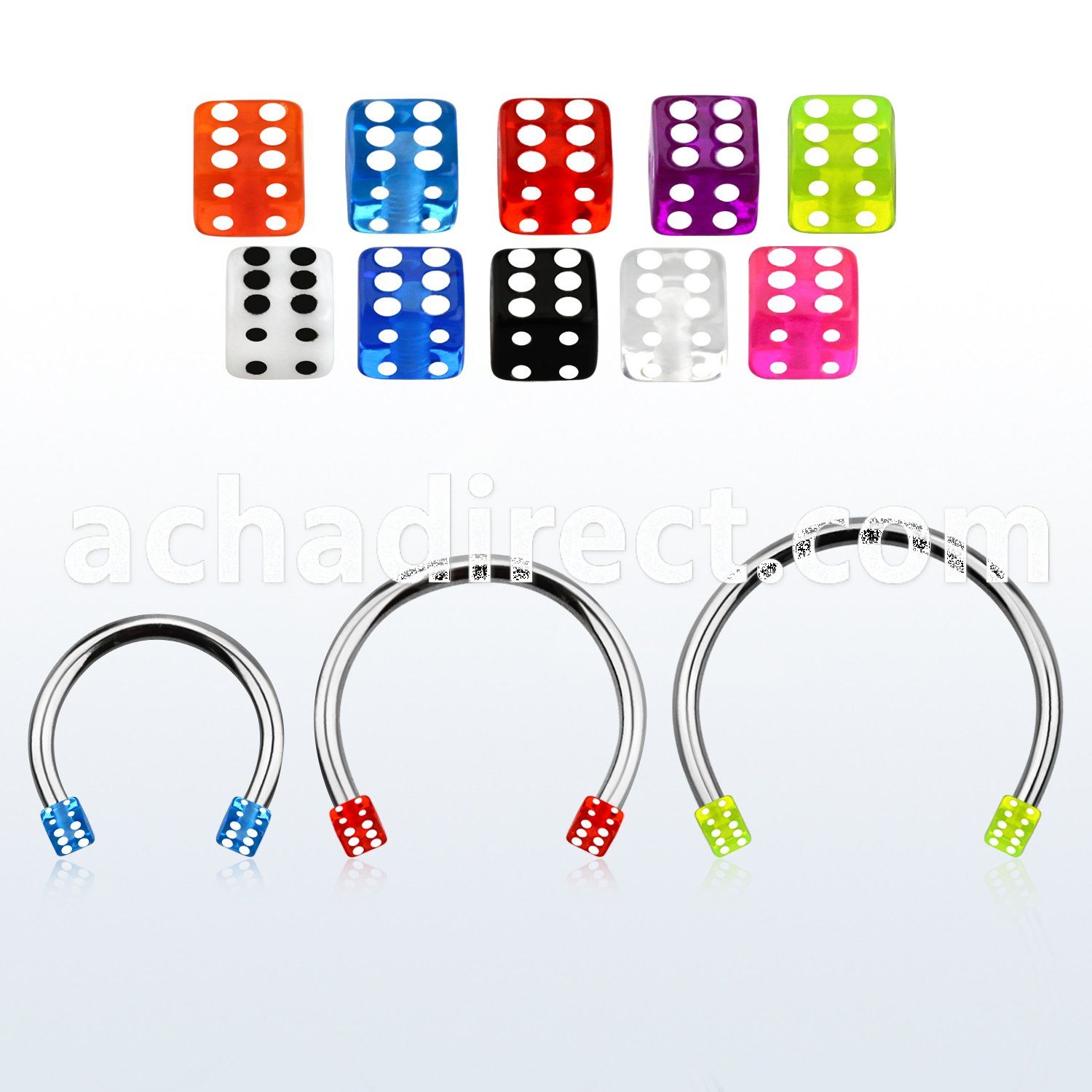 cbeuvdil xxl steel circular barbell, 16g w 3mm uv dices