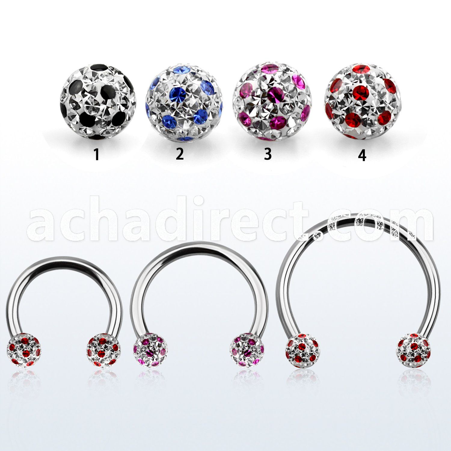 cbmfa5l xxl steel cbr 14g 5mm ball multi crystal ball cute dott