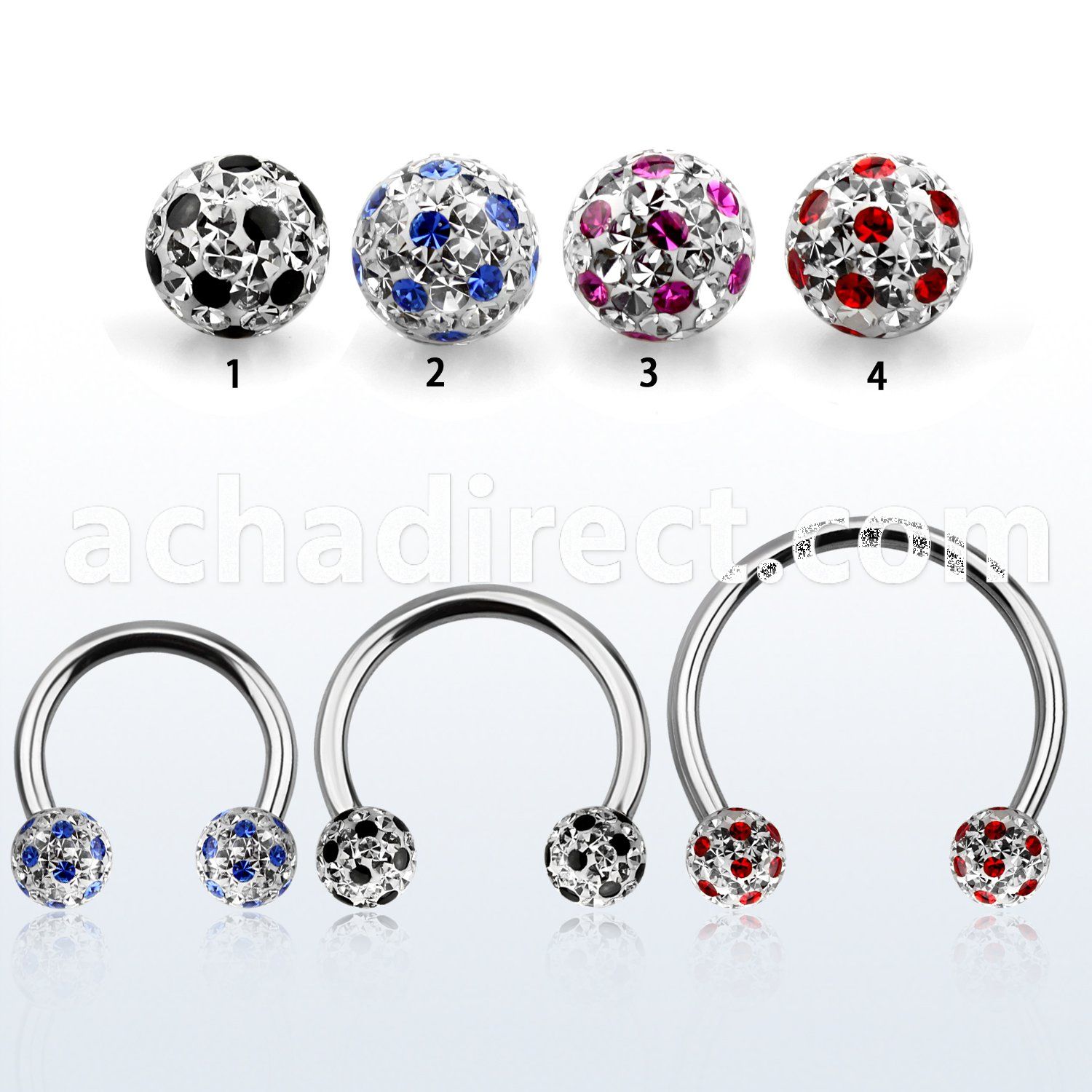 cbmfa6l xxl steel cbr 14g 6mm ball multi crystal ball cute dott