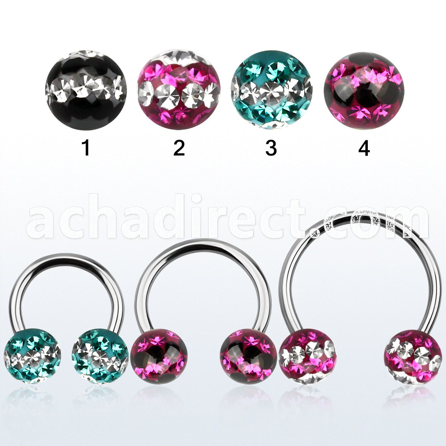 cbmfd8l xxl steel cbr 8mm multi crystals ball w cute triple line