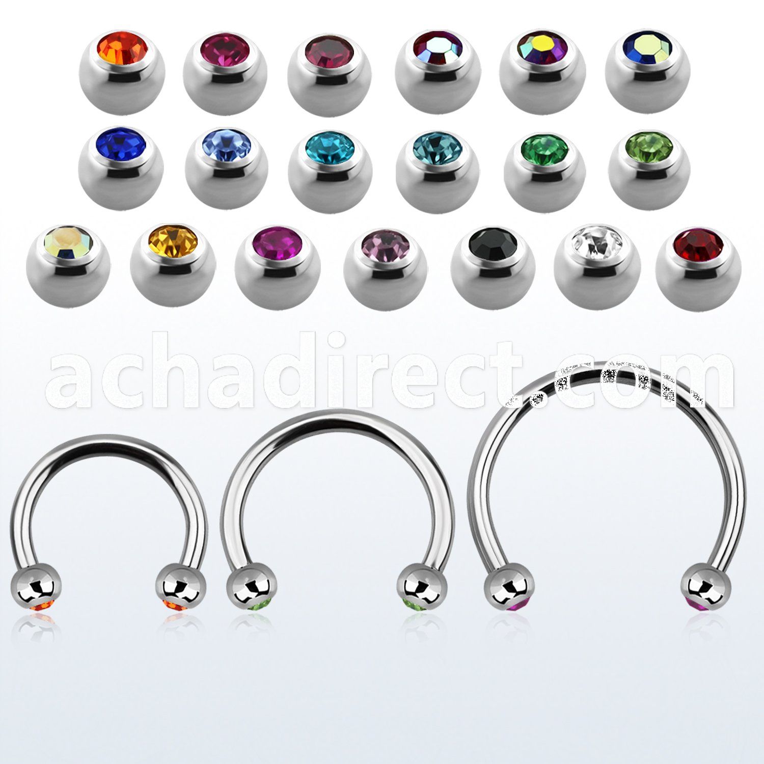 cbmjb4l xxl steel cbr, 14g w 4mm jewel balls w crystals