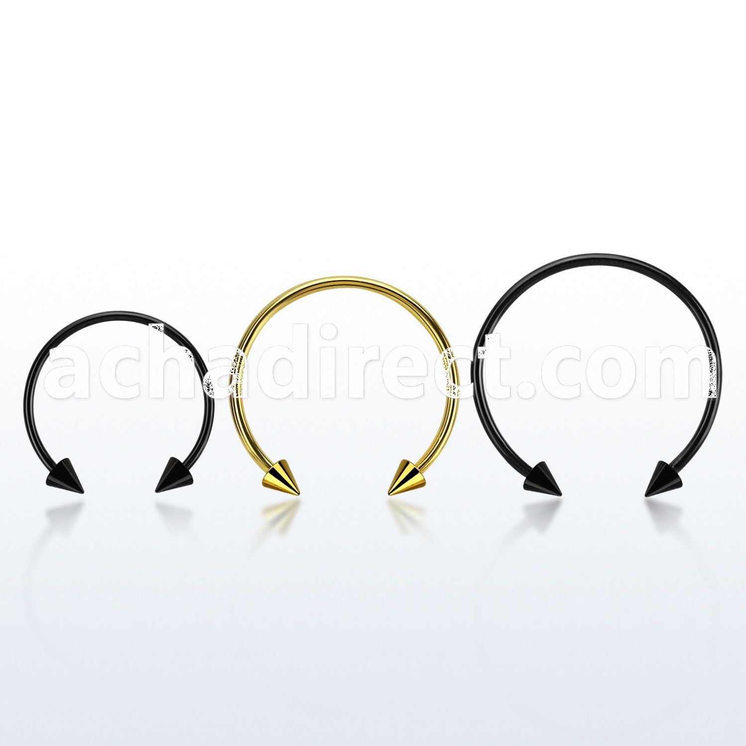 cbmtcn4l xxl anodized steel circular barbell, 14g w 4mm cones