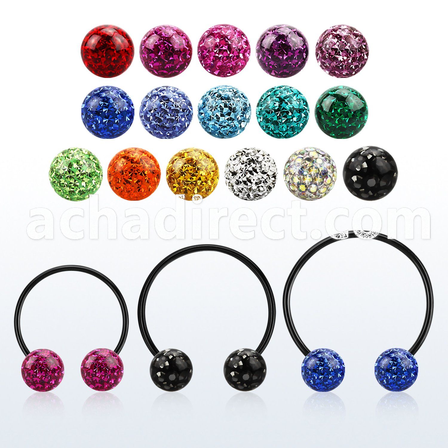 cbmtf8l xxl black steel cbr w 10mm multi crystal balls 