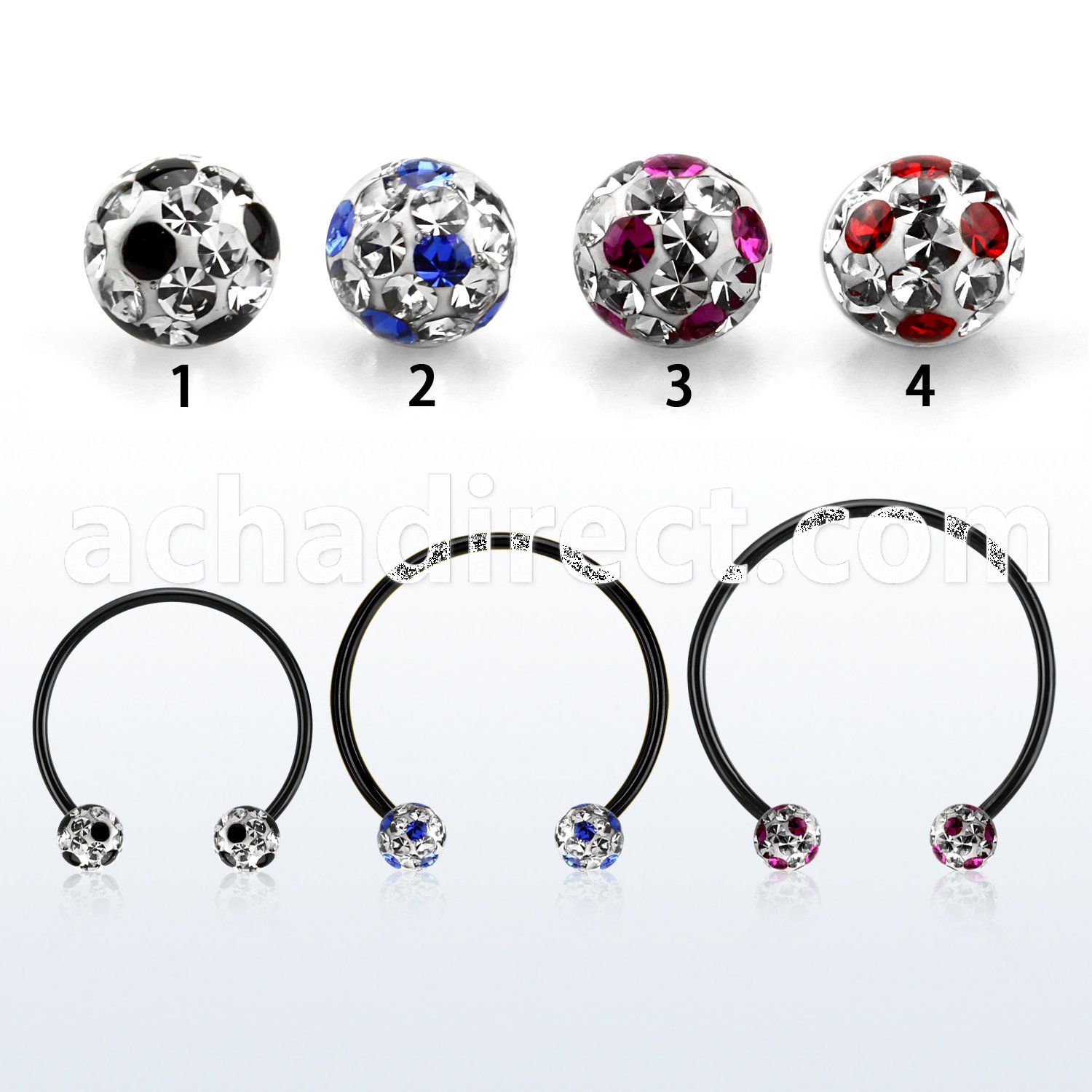 cbmtfa5l xxl black steel cbr 5mm multi crystal balls w cute dotts