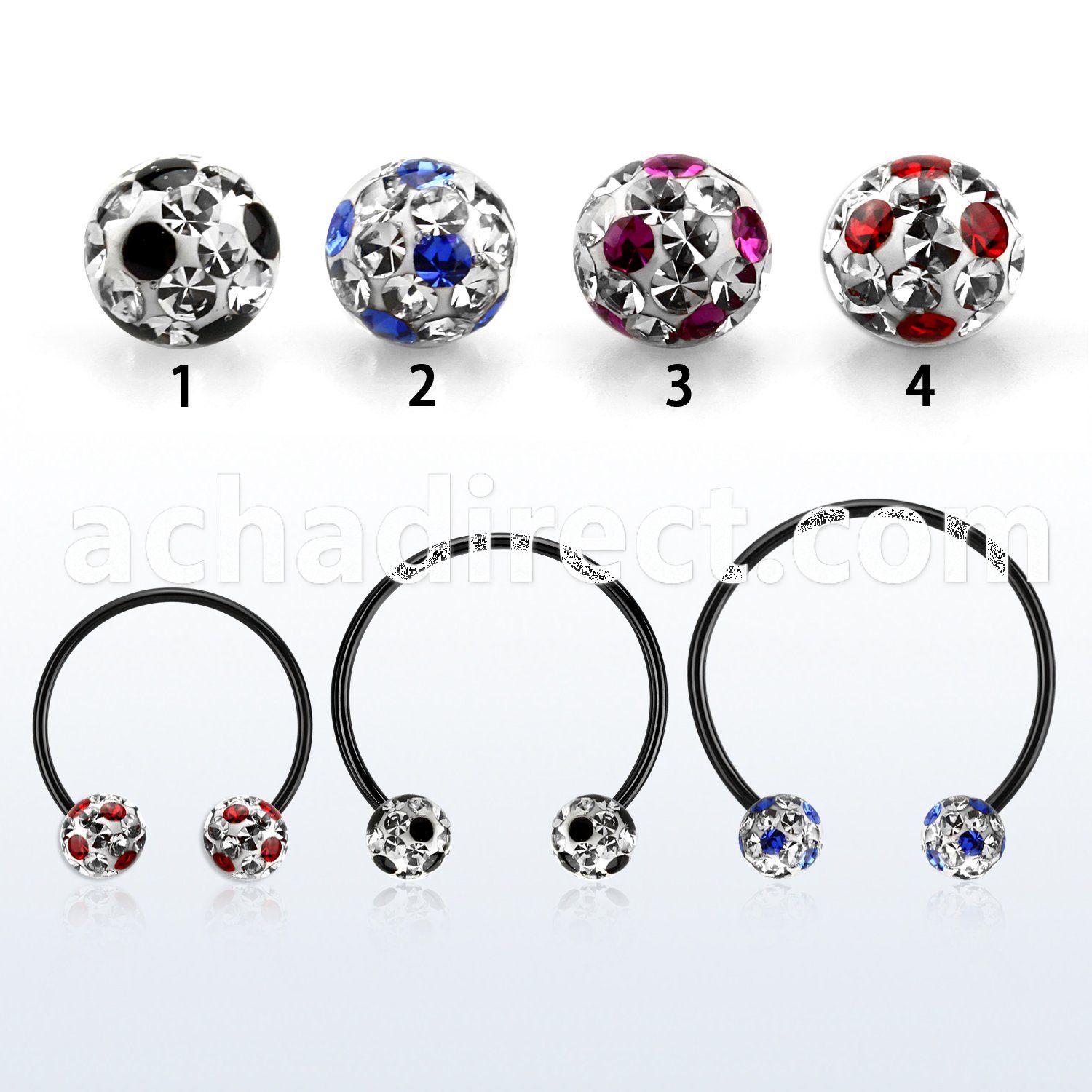 cbmtfa6l xxl black steel cbr 6mm multi crystal ball w cute dotts