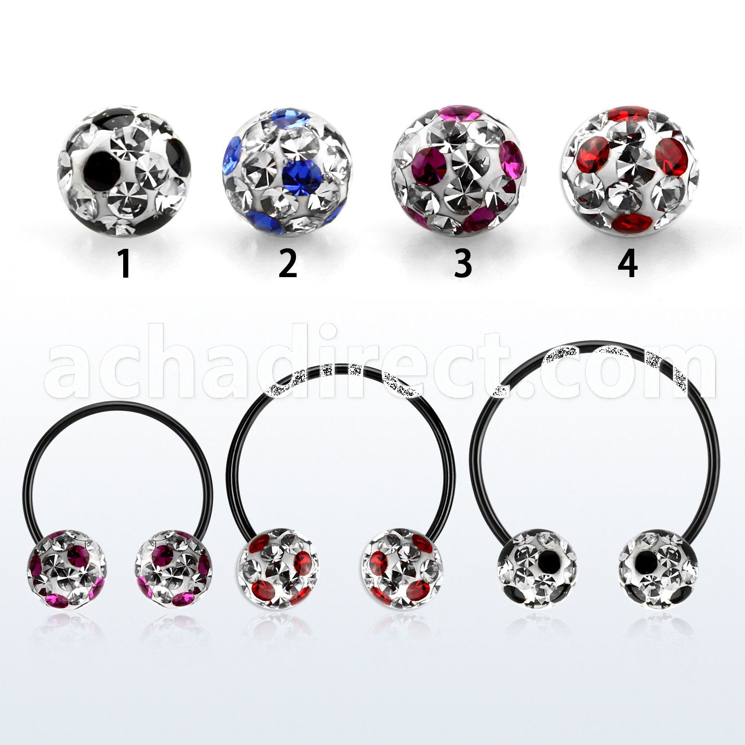 cbmtfa8l xxl black steel cbr 8mm multi crystal ball w cute dotts