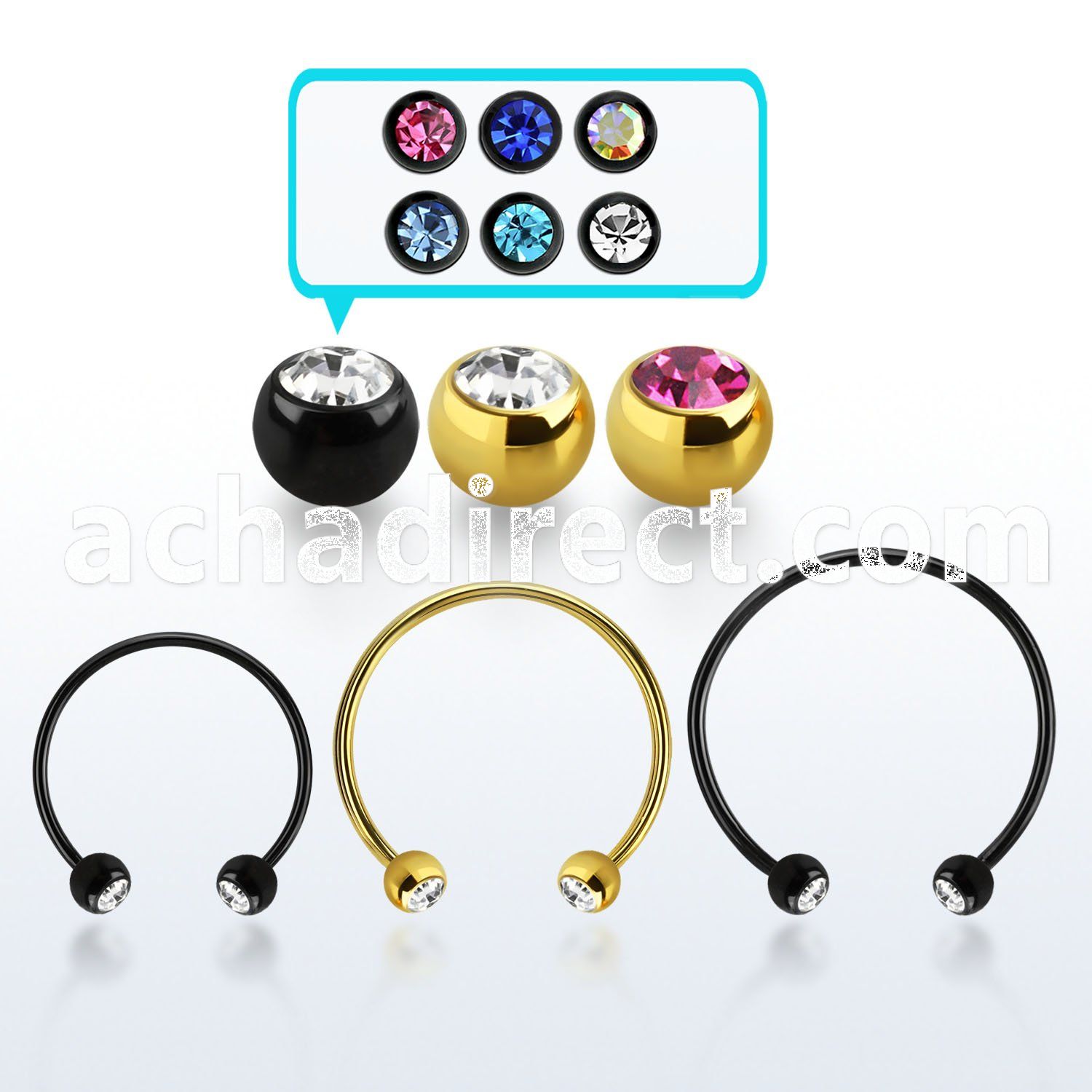 cbmtjb5l xxl anodized steel cbr, 14g w 5mm jewel balls w crystals