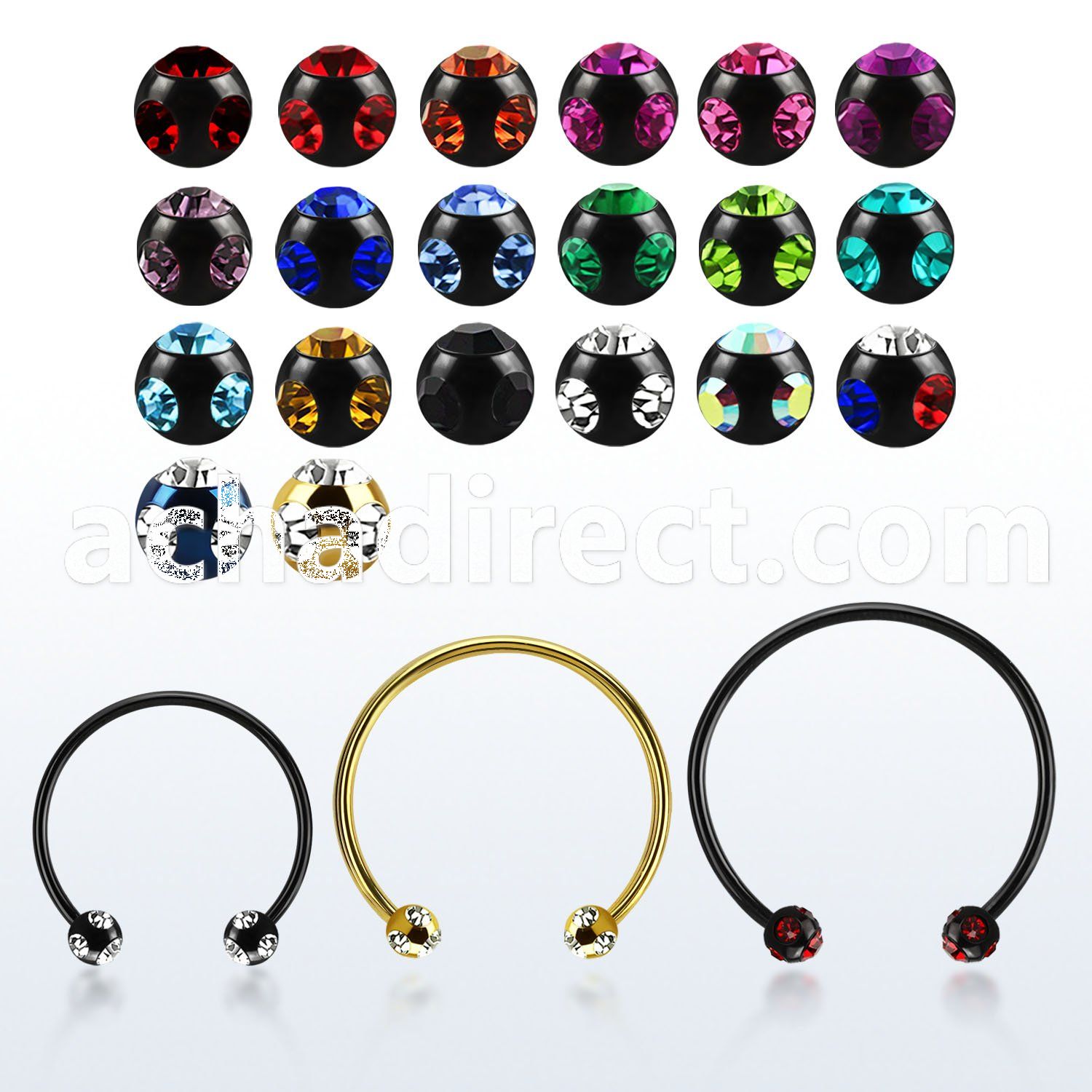 cbmtmj4l xxl anodized steel cbr, 14g w 4mm multi jewel balls