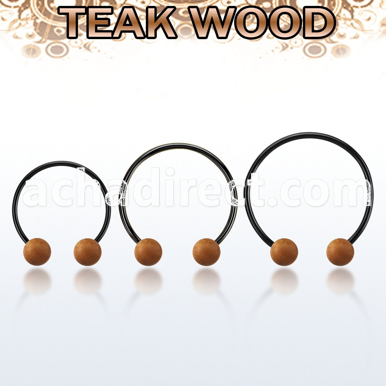 cbmtte8l xxl anodized steel cbr, 14g w 8mm teak wood balls