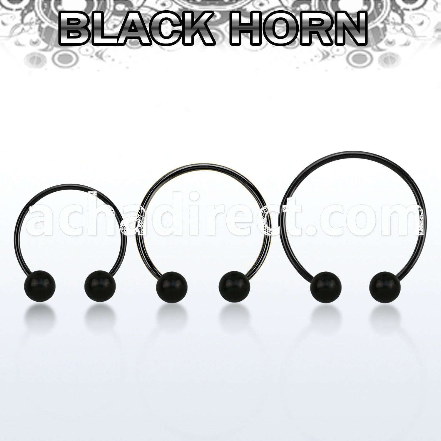 cbmtwk8l xxl anodized steel cbr, 14g w 8mm black horn wood balls