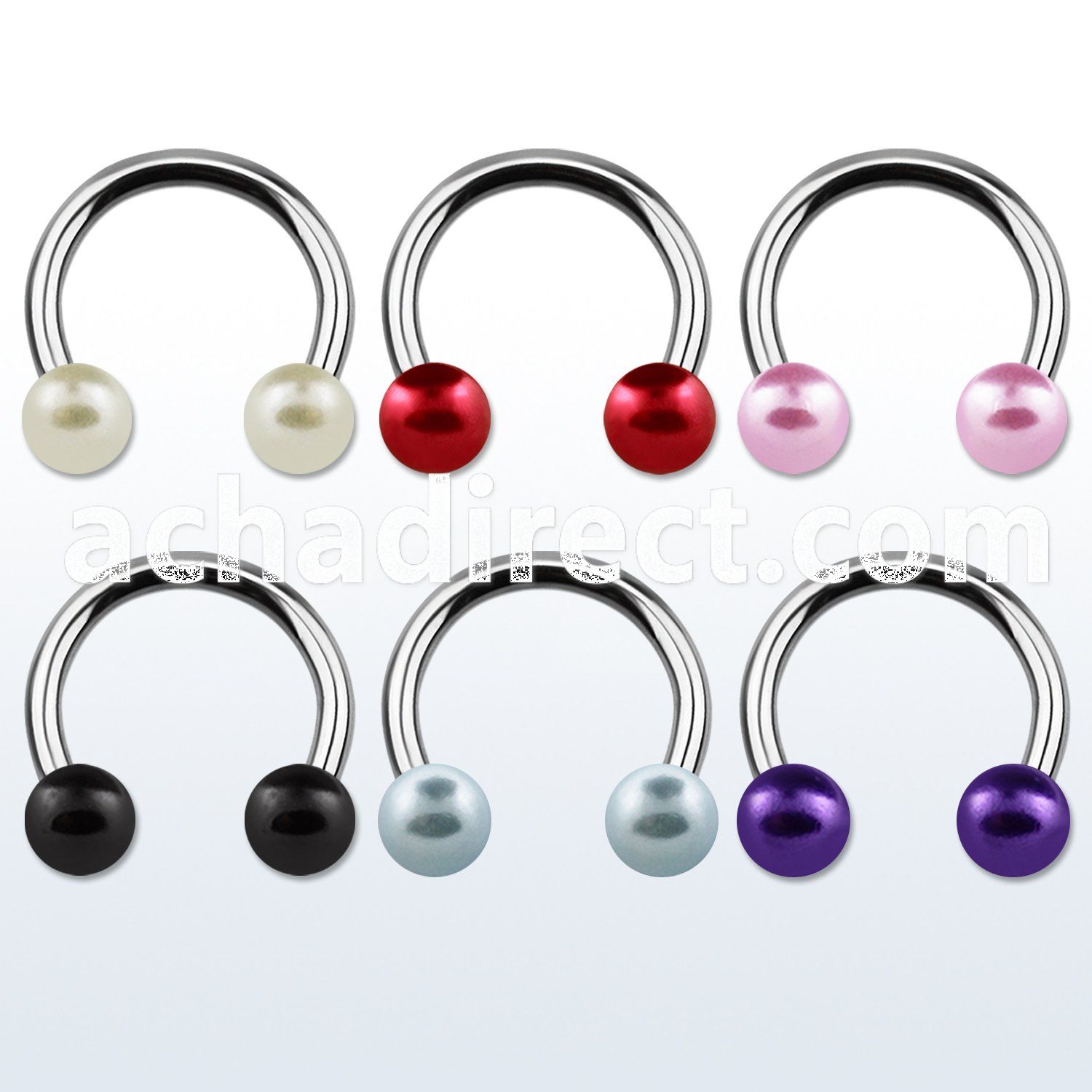 cbpr 316l steel circular barbell with 5mm faux pearl balls