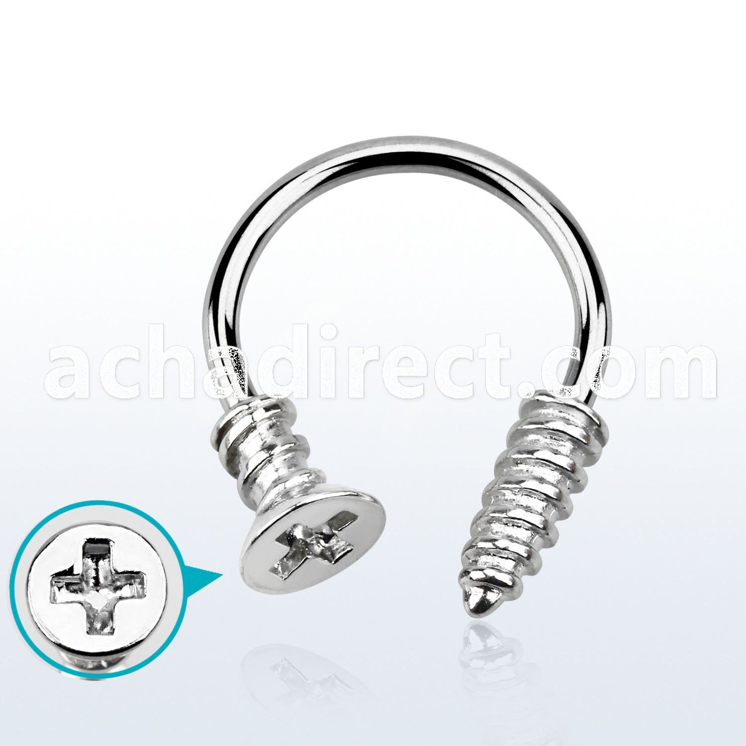 cbscw 316l steel circular barbell w cross screw top tip