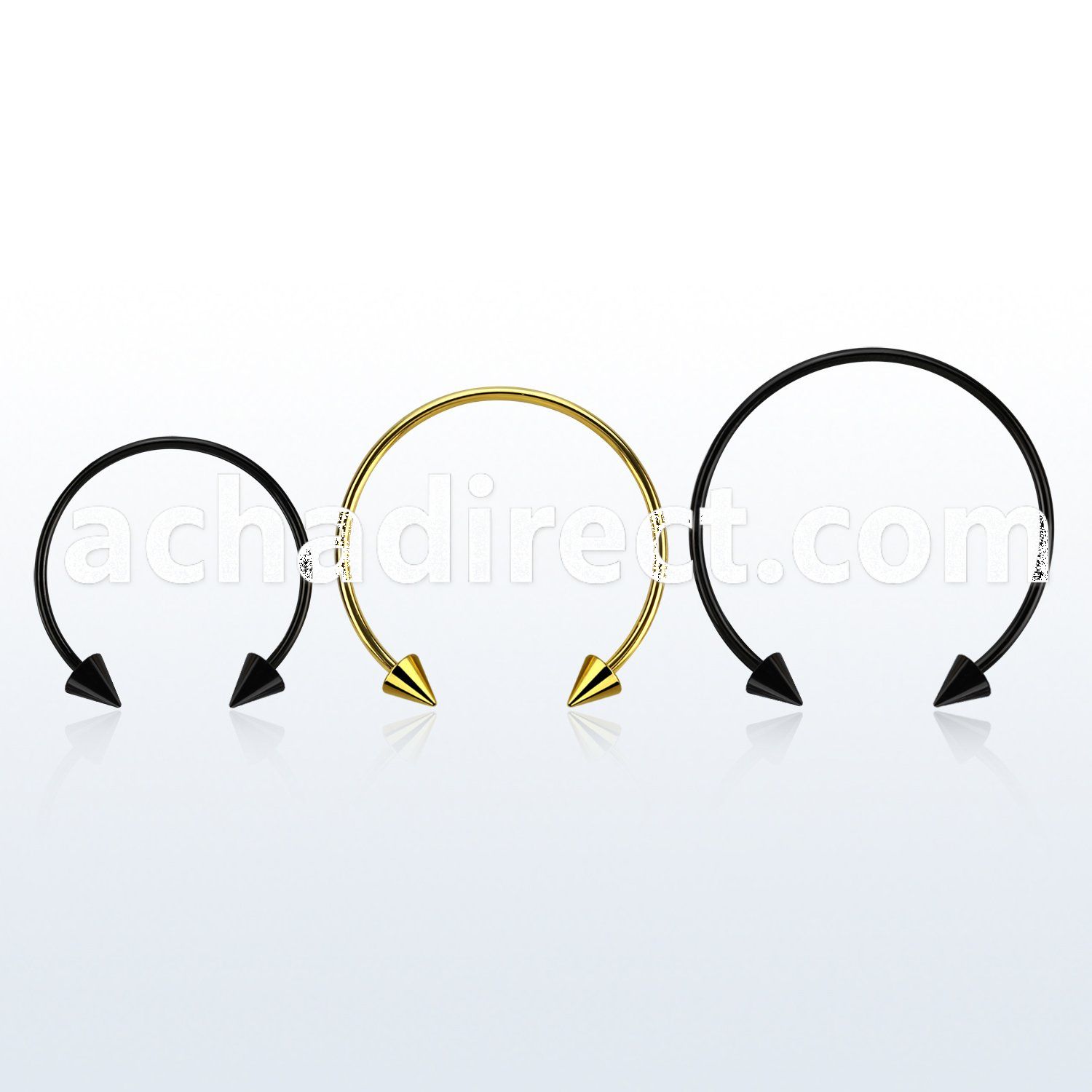 cbstcn3l xxl anodized steel circular barbell, 16g w 3mm cones