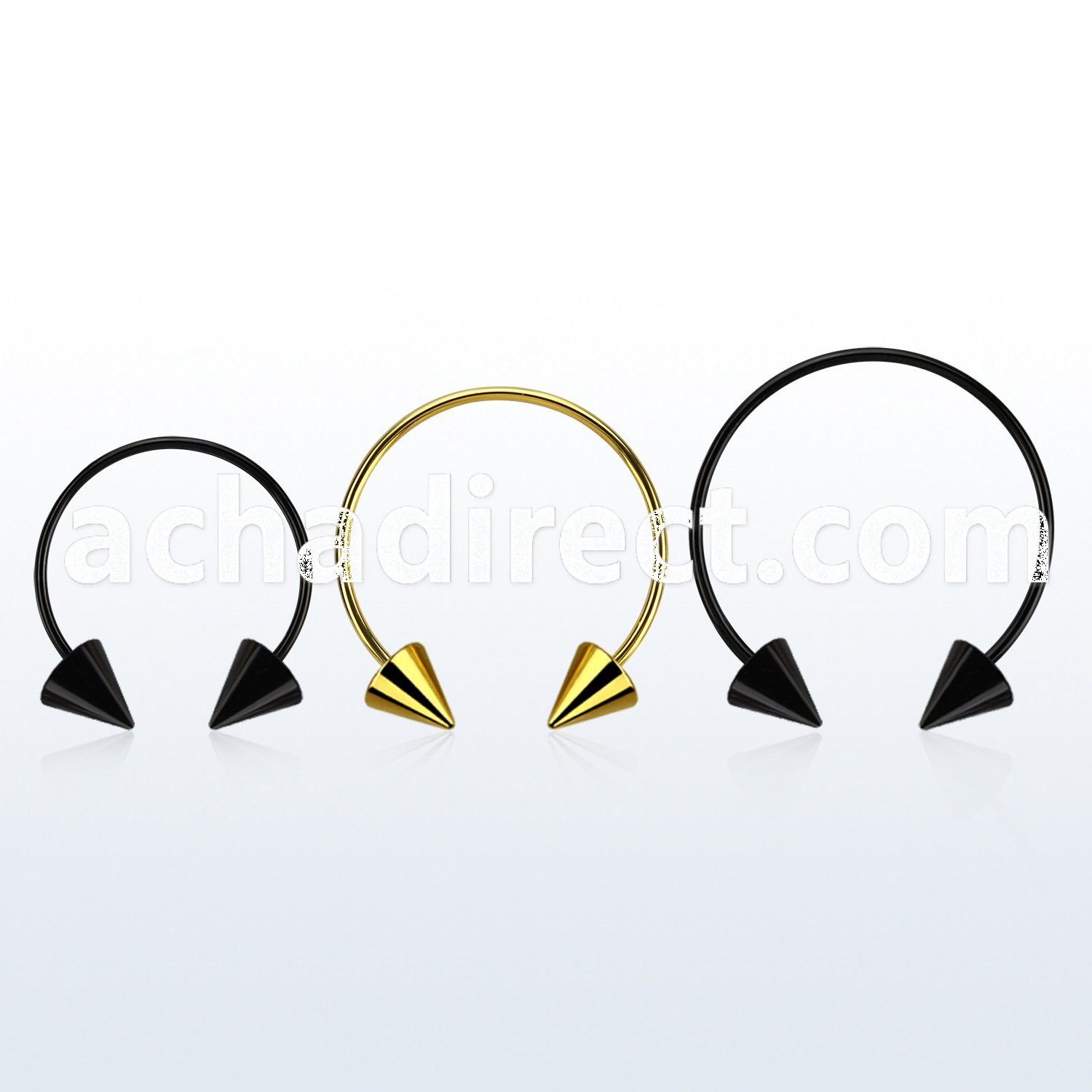 cbstcn5l xxl anodized steel circular barbell, 16g w 5mm cones