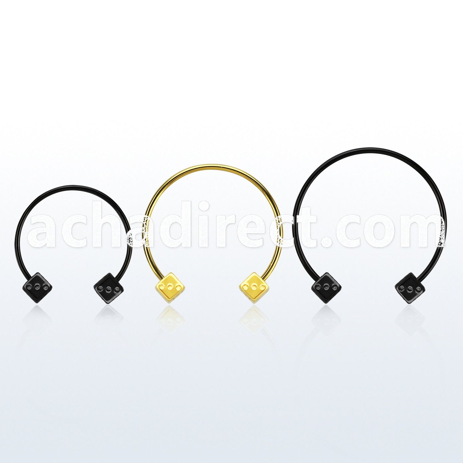 cbstdi4l xxl anodized steel circular barbell, 16g w 4mm dices