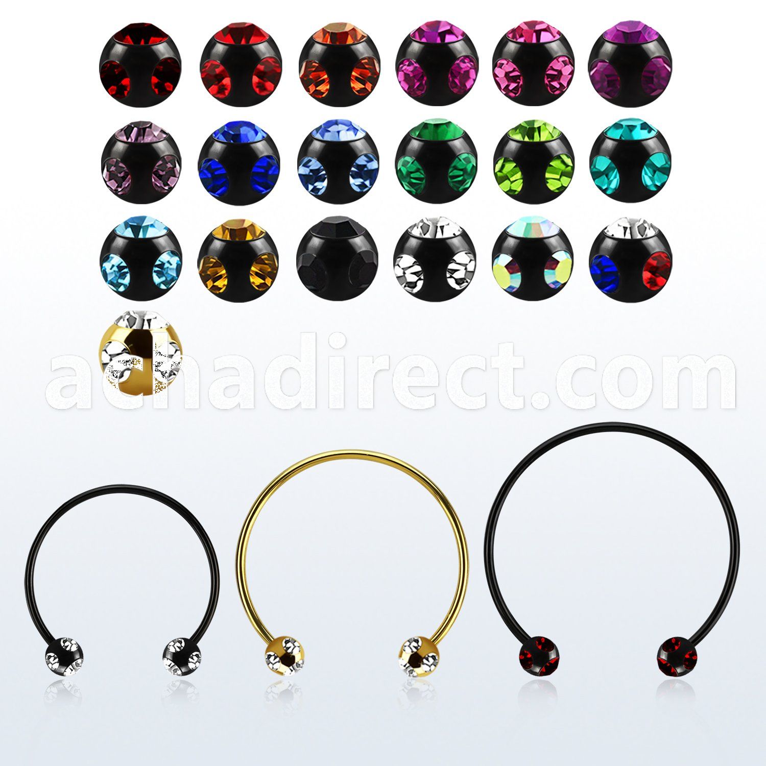 cbstmj4l xxl anodized steel cbr, 16g w 4mm multi jewel balls