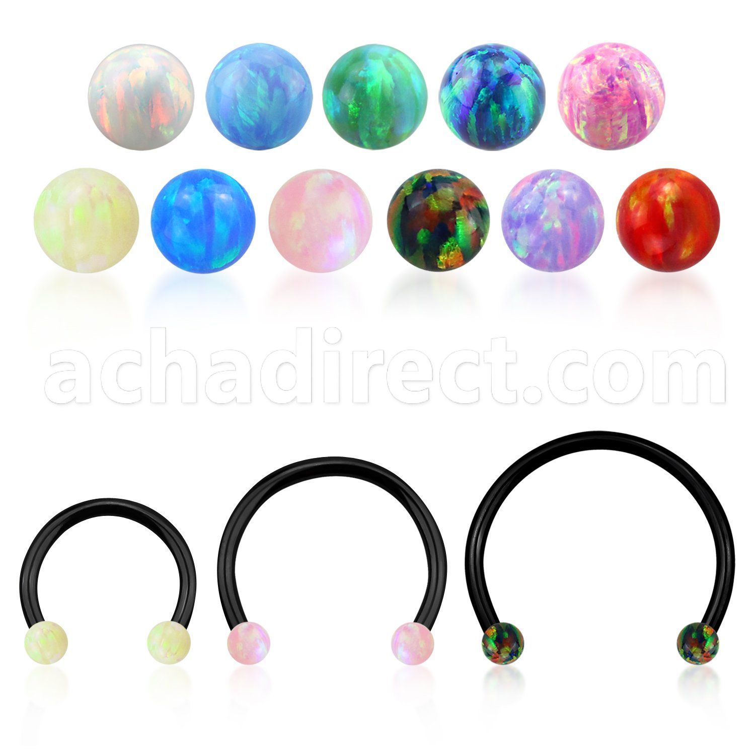 cbstop3l xxl anodized steel cbr, 16g w 3mm synthetic opal balls