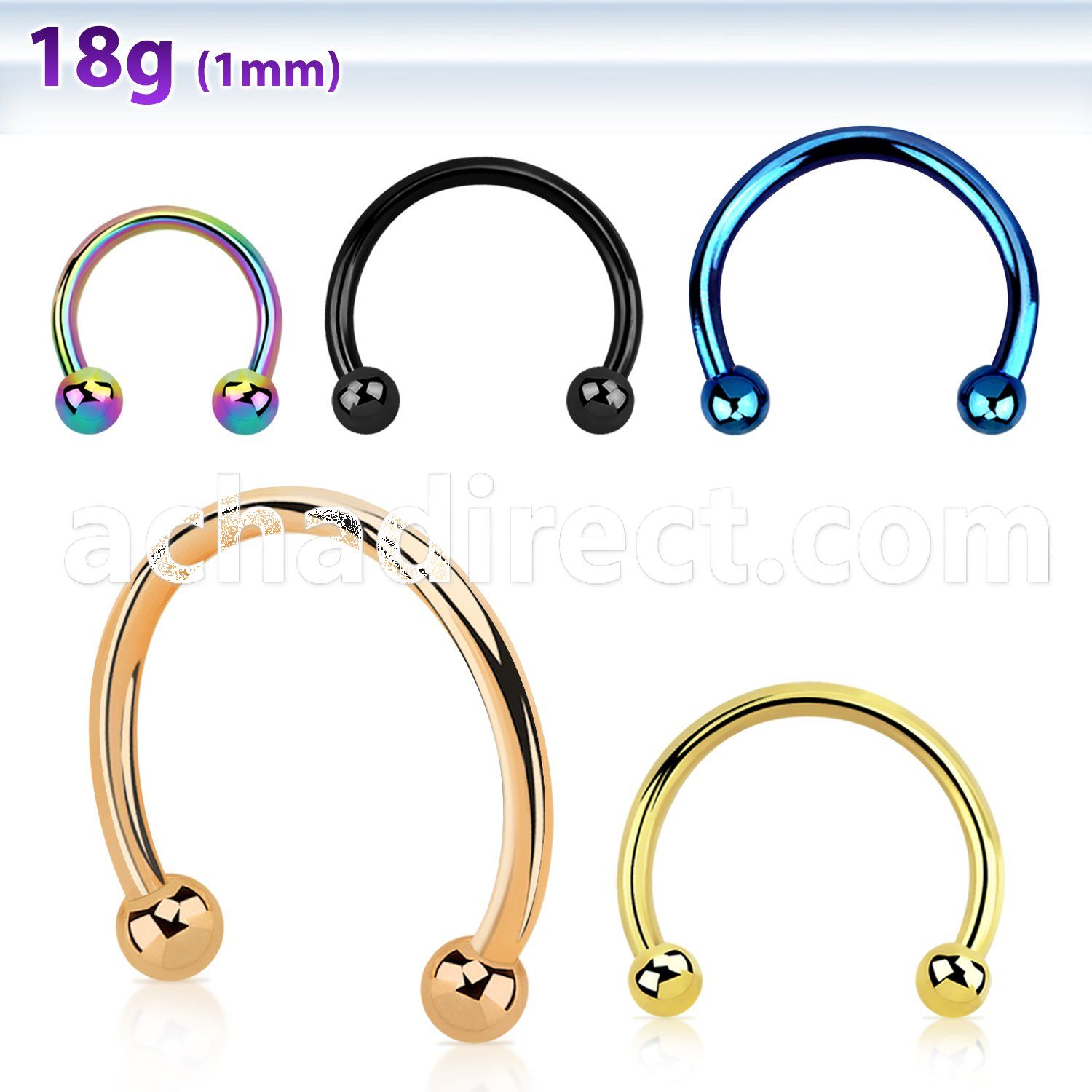 cbt18b2 black anodized 316l steel circular barbell w 2mm balls