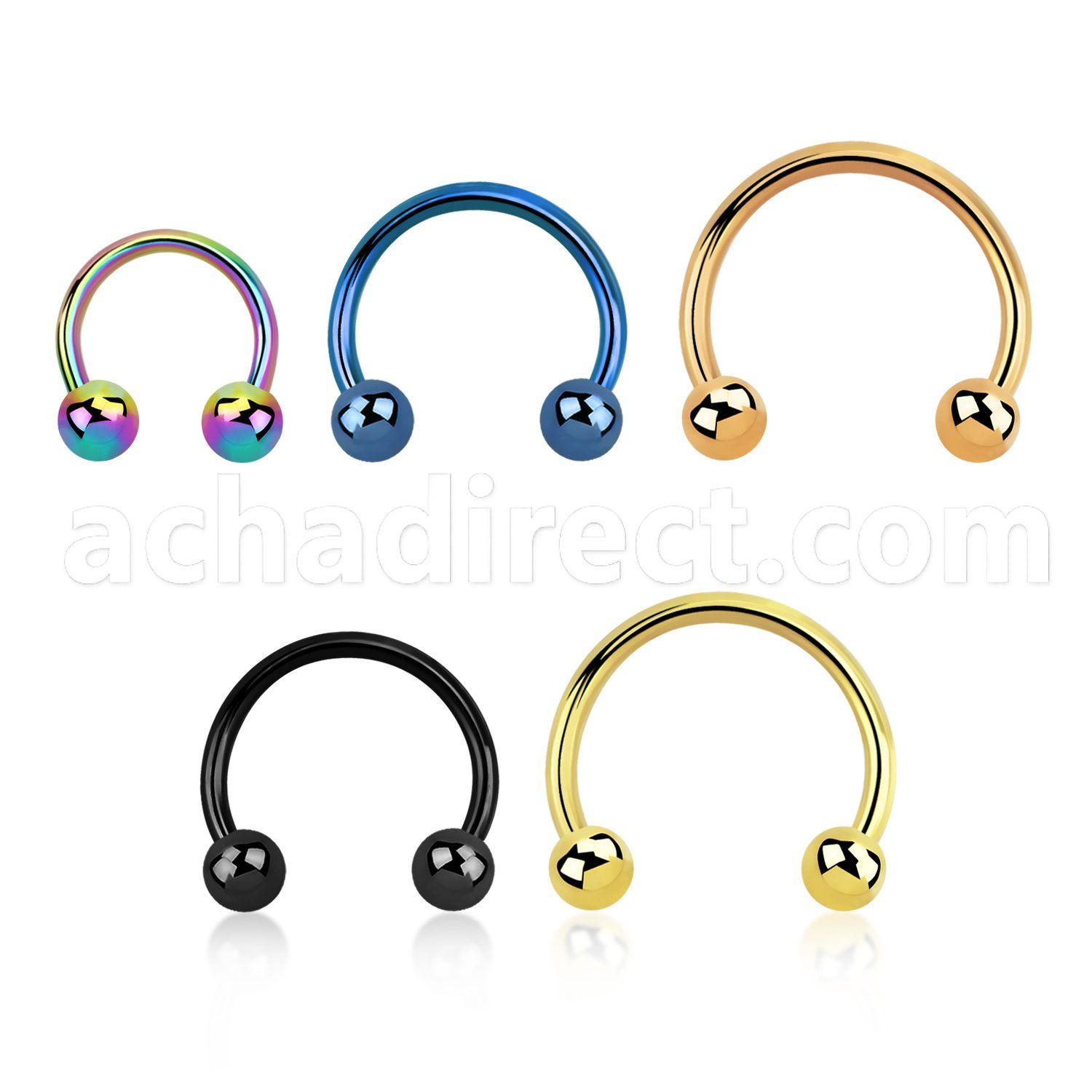 cbt18b3 pvd plated 316l steel circular barbell 18g w 3mm balls