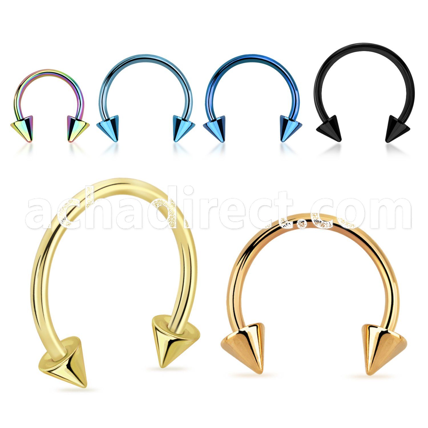 cbt20cn pvd plated 316l steel circular barbell w two 3mm cones