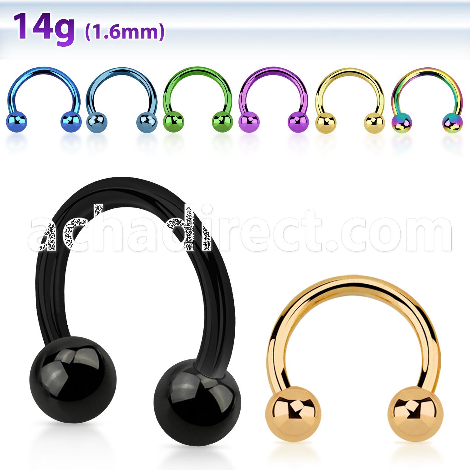 cbtb4 anodized 316l steel circular barbell with 4mm ball