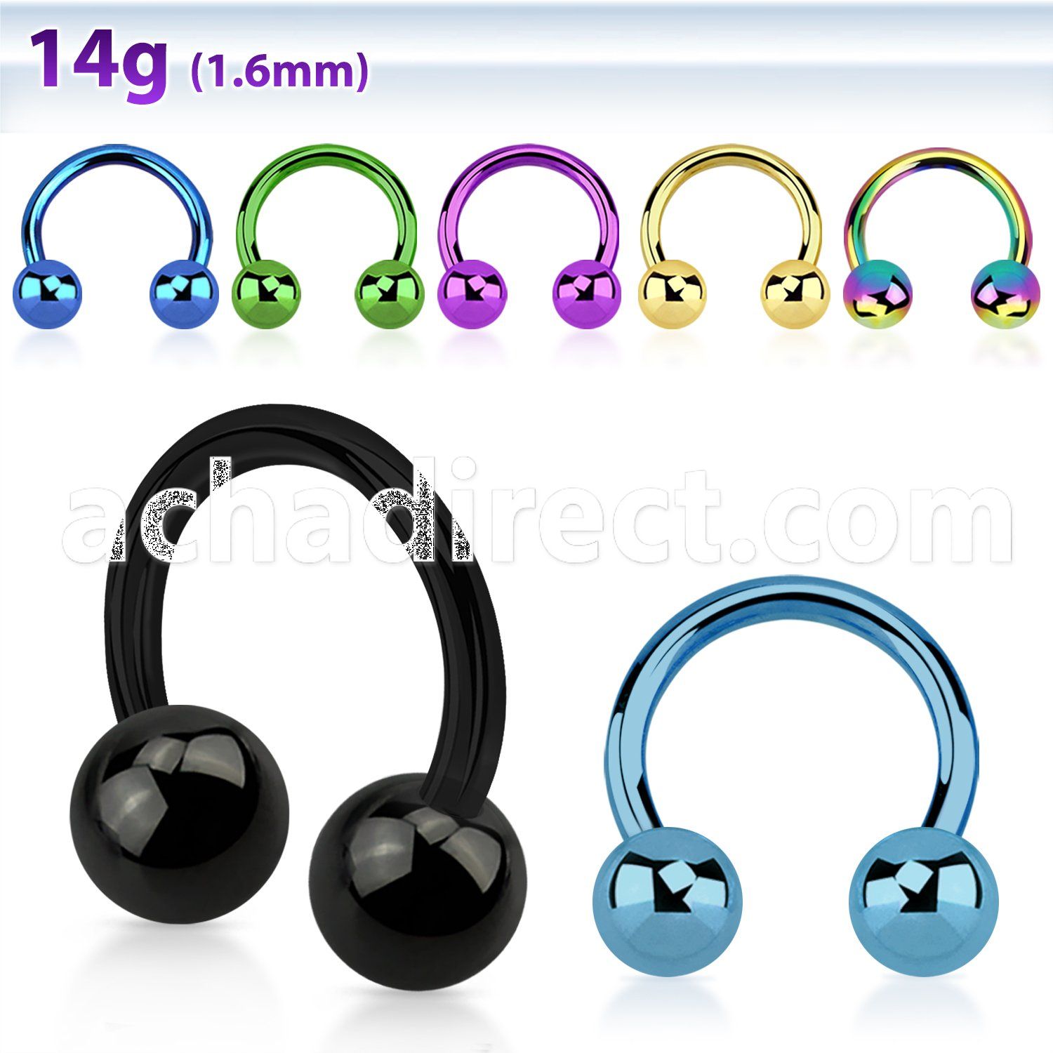 cbtb anodized 316l steel circular barbell with a 5mm ball