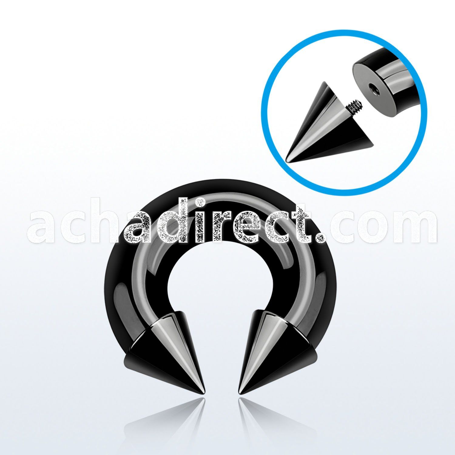 cbtcn00 black pvd plated 316l circular barbell with 12mm cone