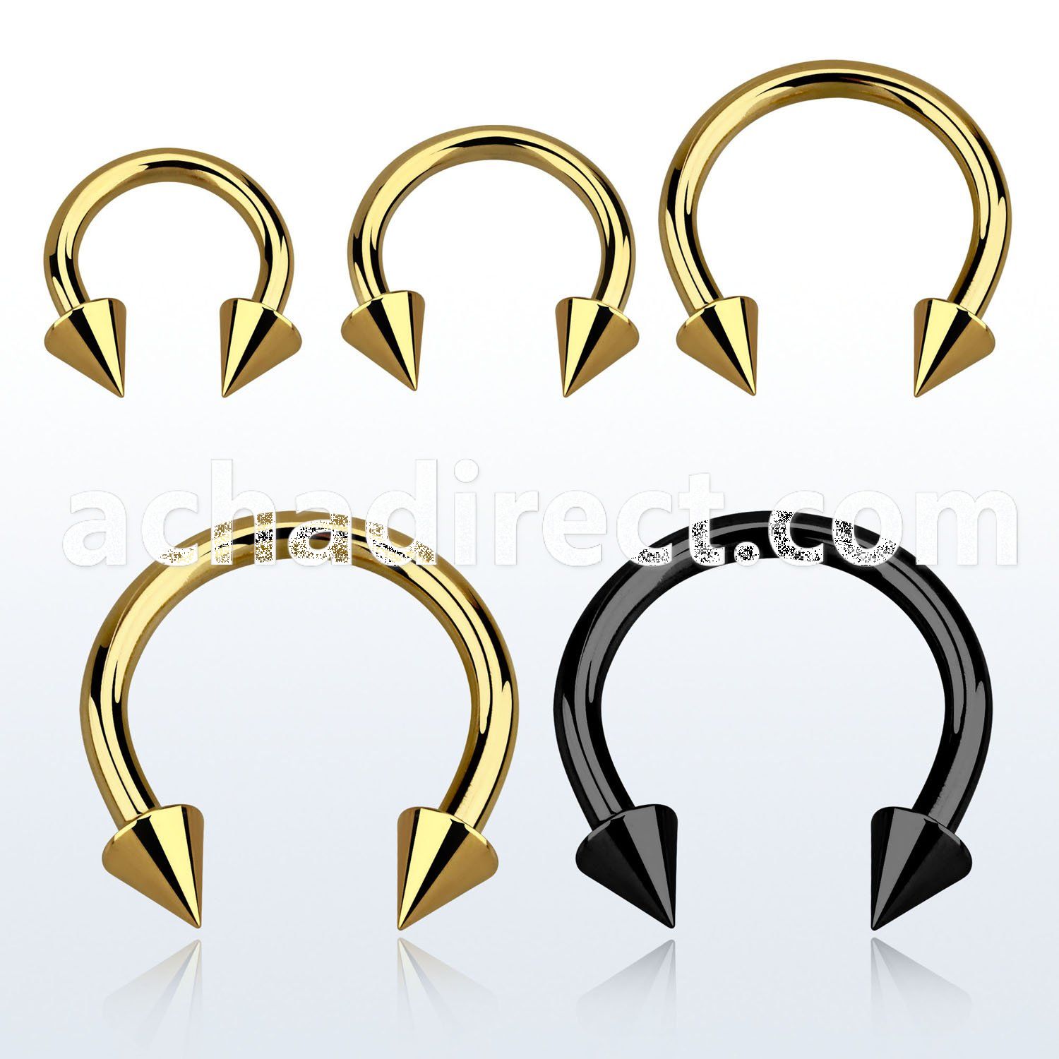 cbtcn12 black pvd plated 316l circular barbell w ext 5mm cone