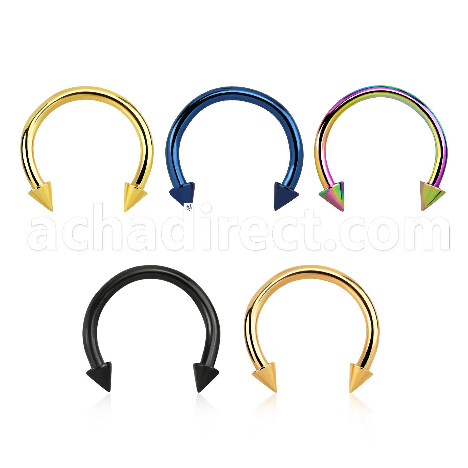 cbtcns anodized 316l steel circular barbell, 14g w 2 3mm cones