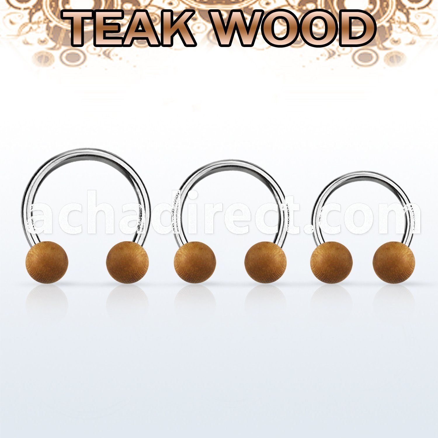 cbte5 organic circular barbell w 2 5mm teak wood balls