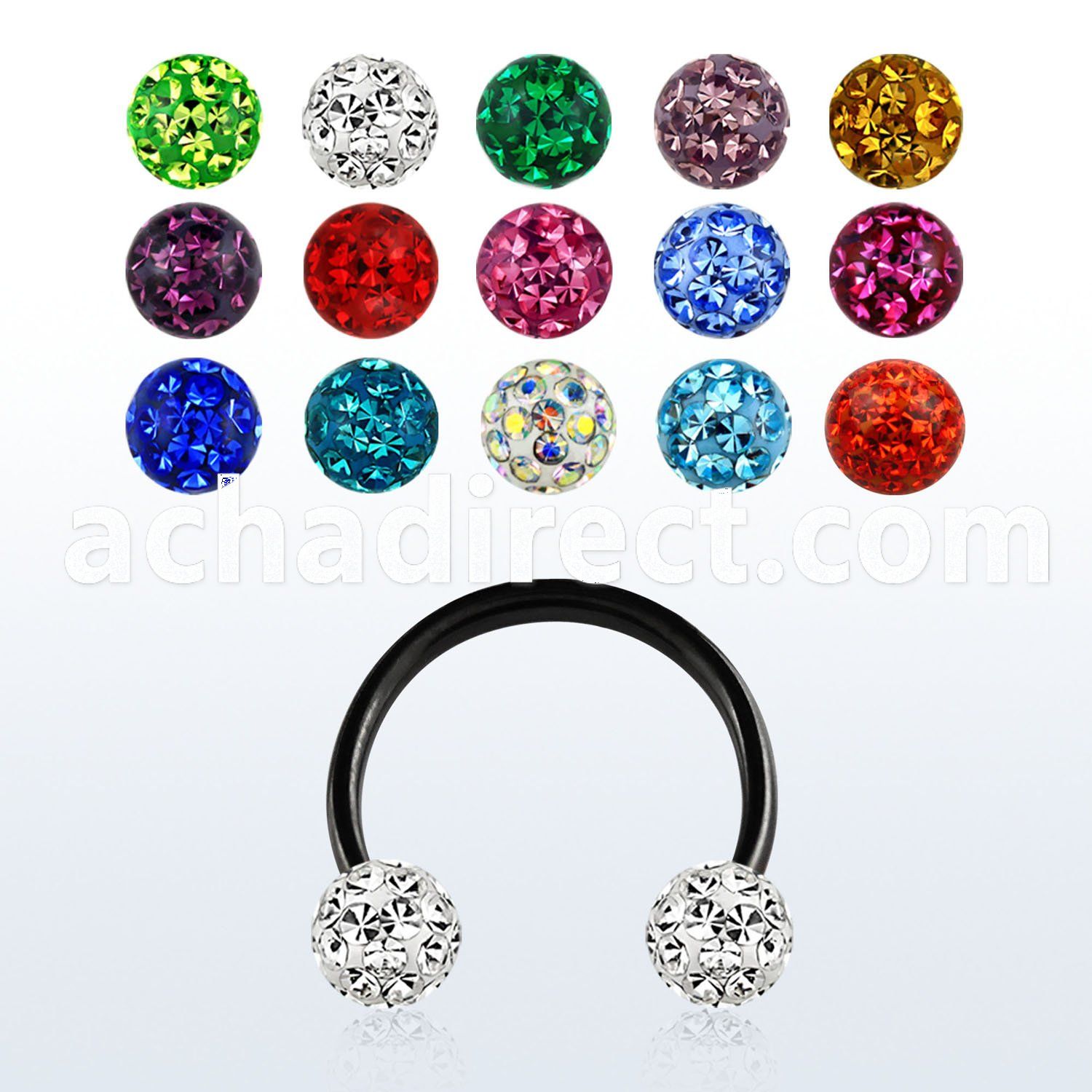 cbtfr5 anodized 316l circular barbell with multi crystal ball