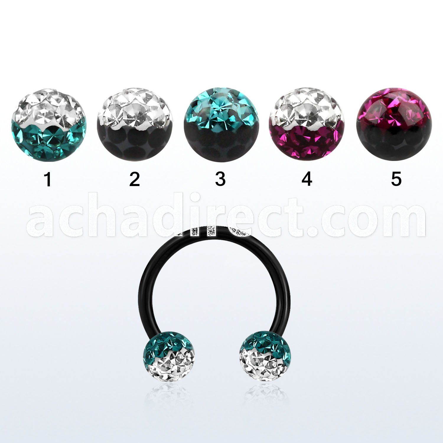 cbtfr5e anodized 316l circular barbell w 2 color crystal ball