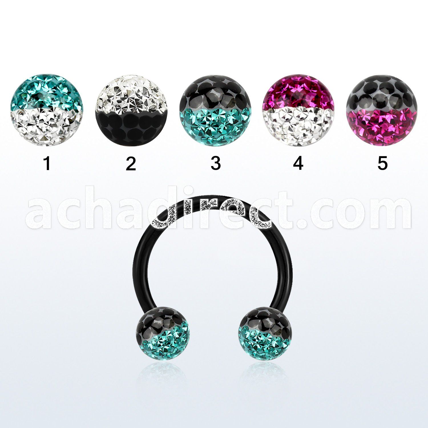 cbtfr6e anodized 316l circular barbell w 2 color crystal ball