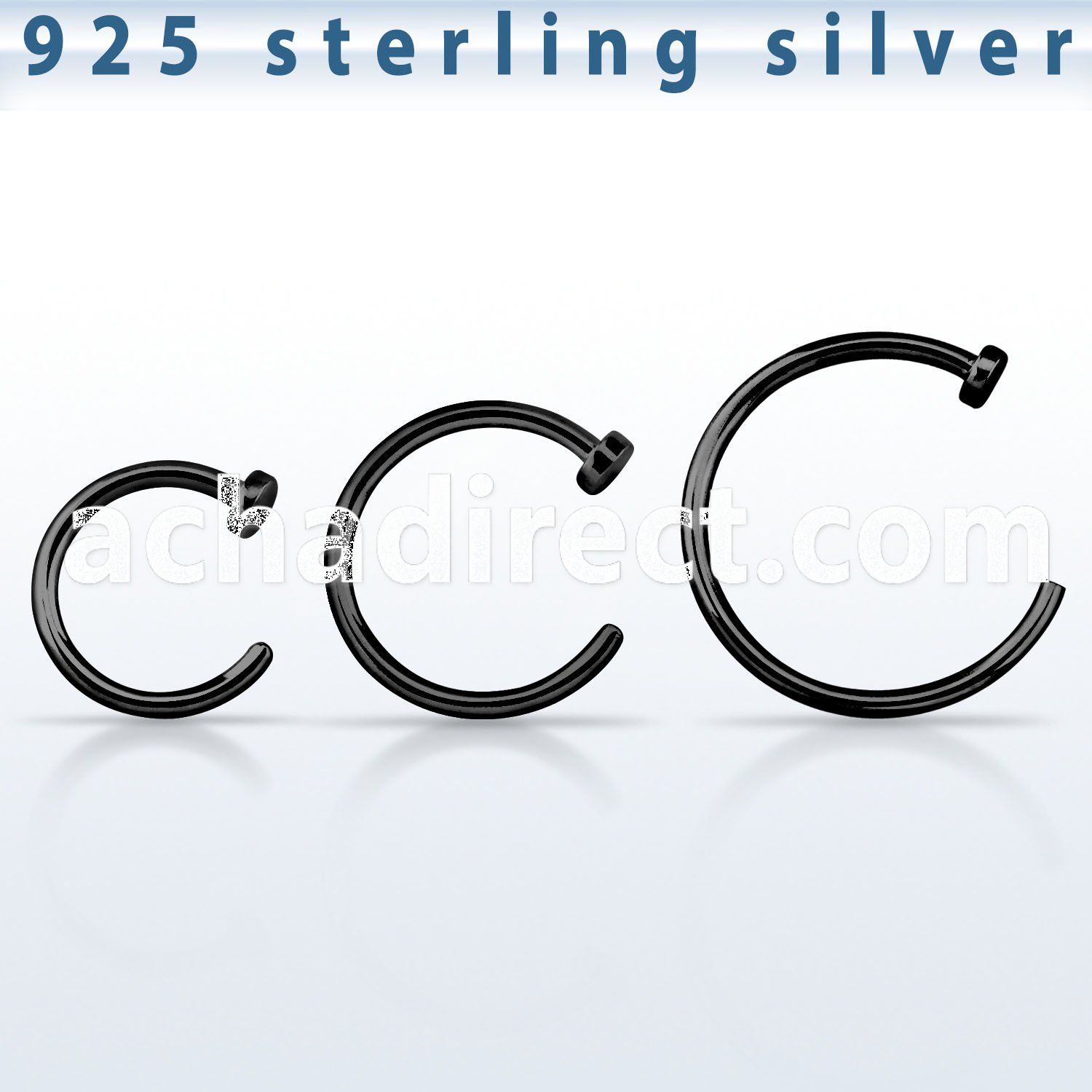 cpcln20 black plated sterling silver fake nose clip, 20g (0.8mm)