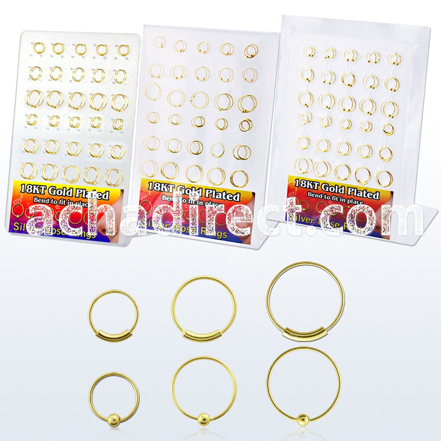 d18gnh sterling silver nose hoop with gold 18k plating