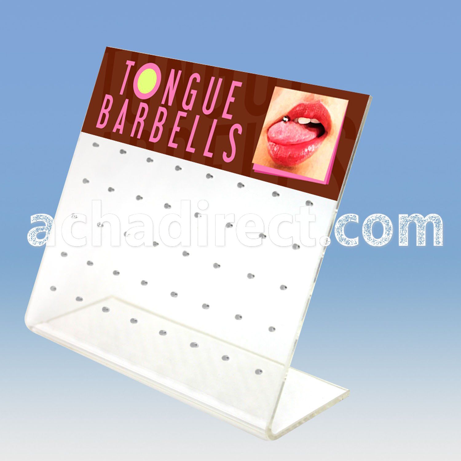 dac40 empty display of tongue piercing with 40 holes