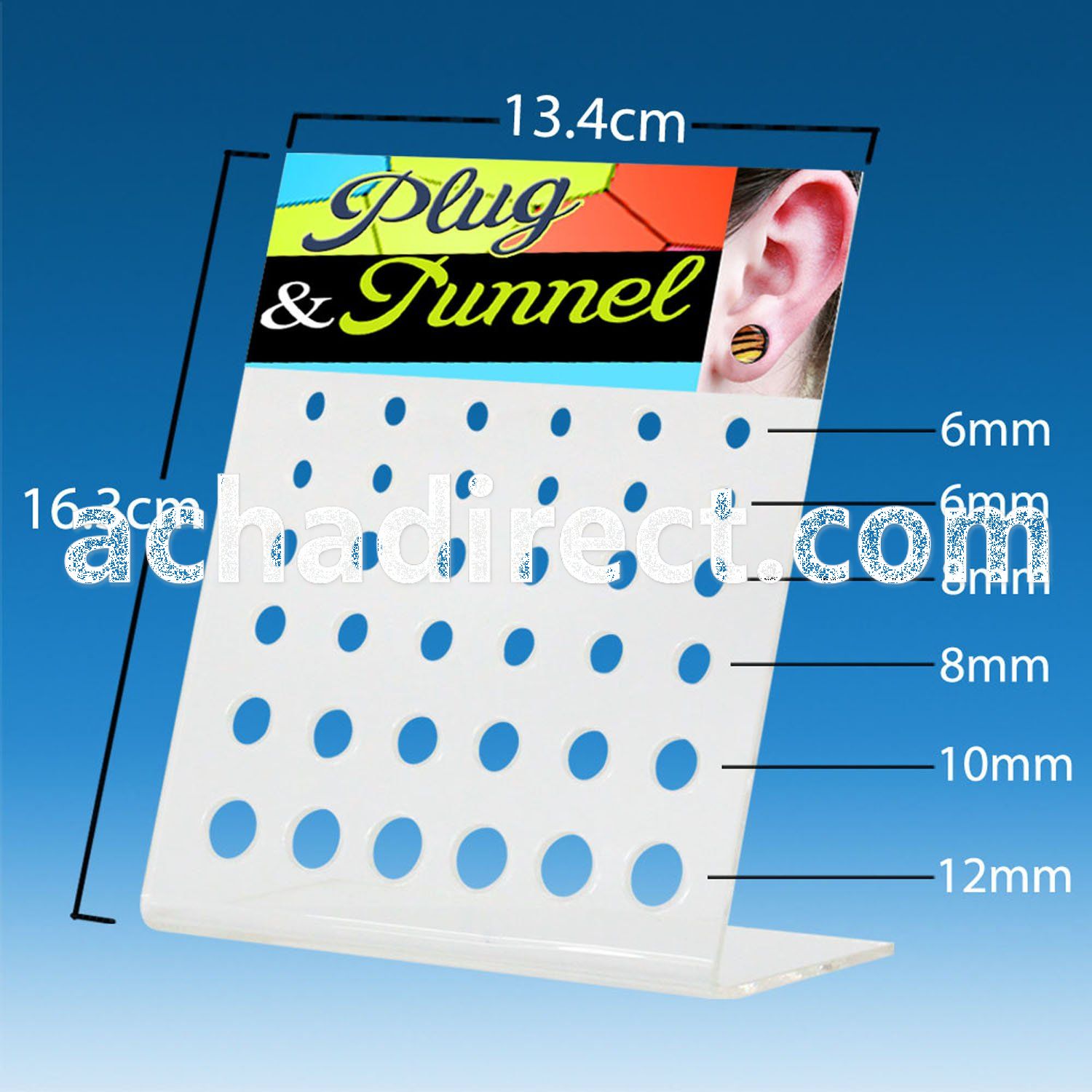 dac59 empty display w holes for screw fit flared plug tunnel
