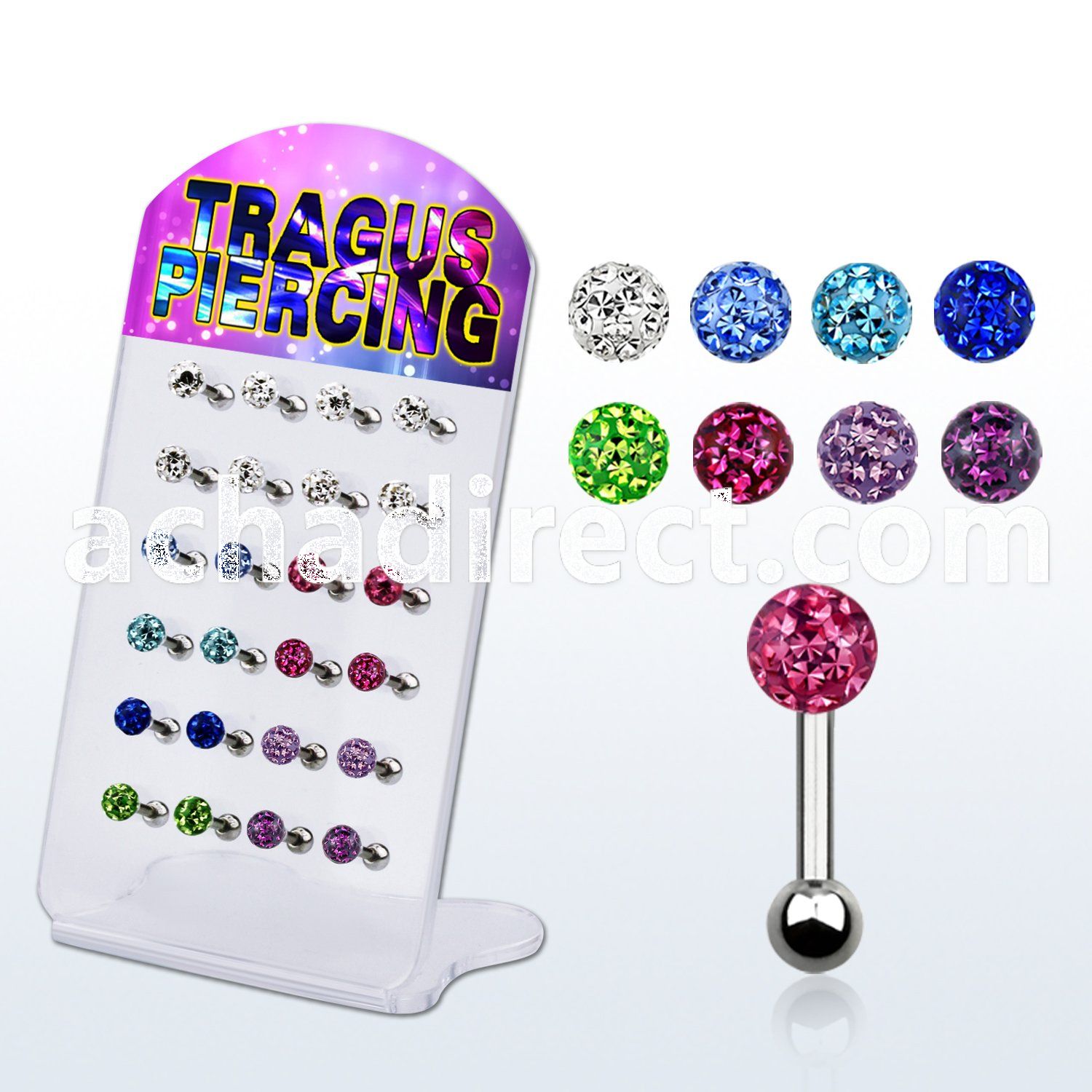 dacb101 board of 316l ear piercing w ball steel ball