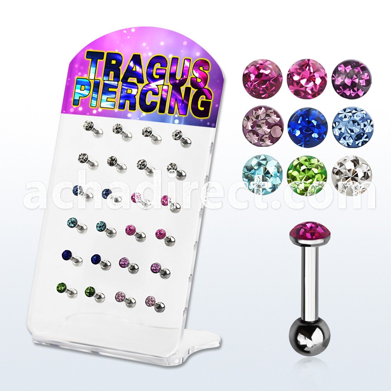 dacb117 board of 316l tragus barbell flat ferido crystal top