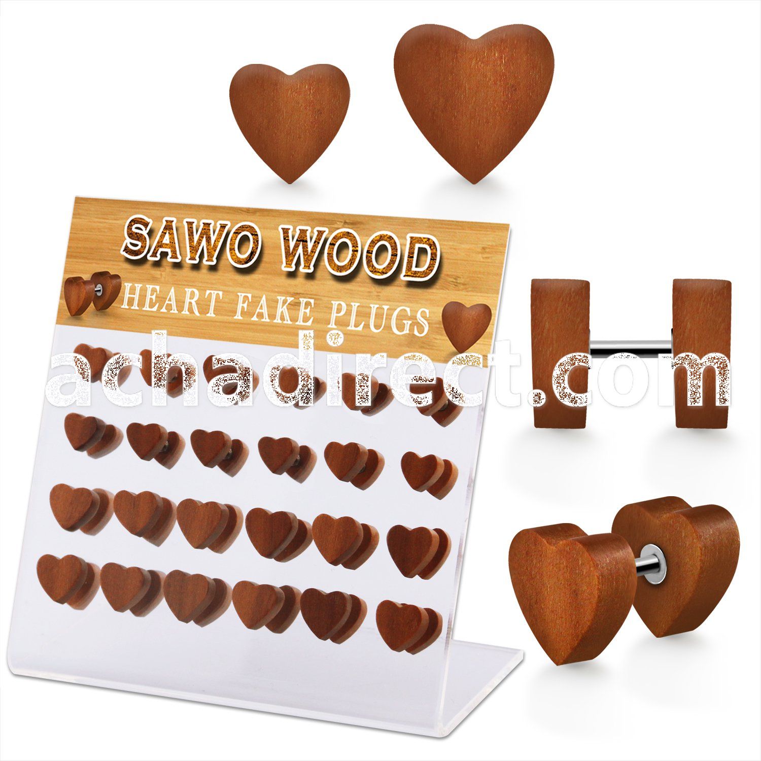 dacb235 display w 24 sawo wood fake plug in heart shape