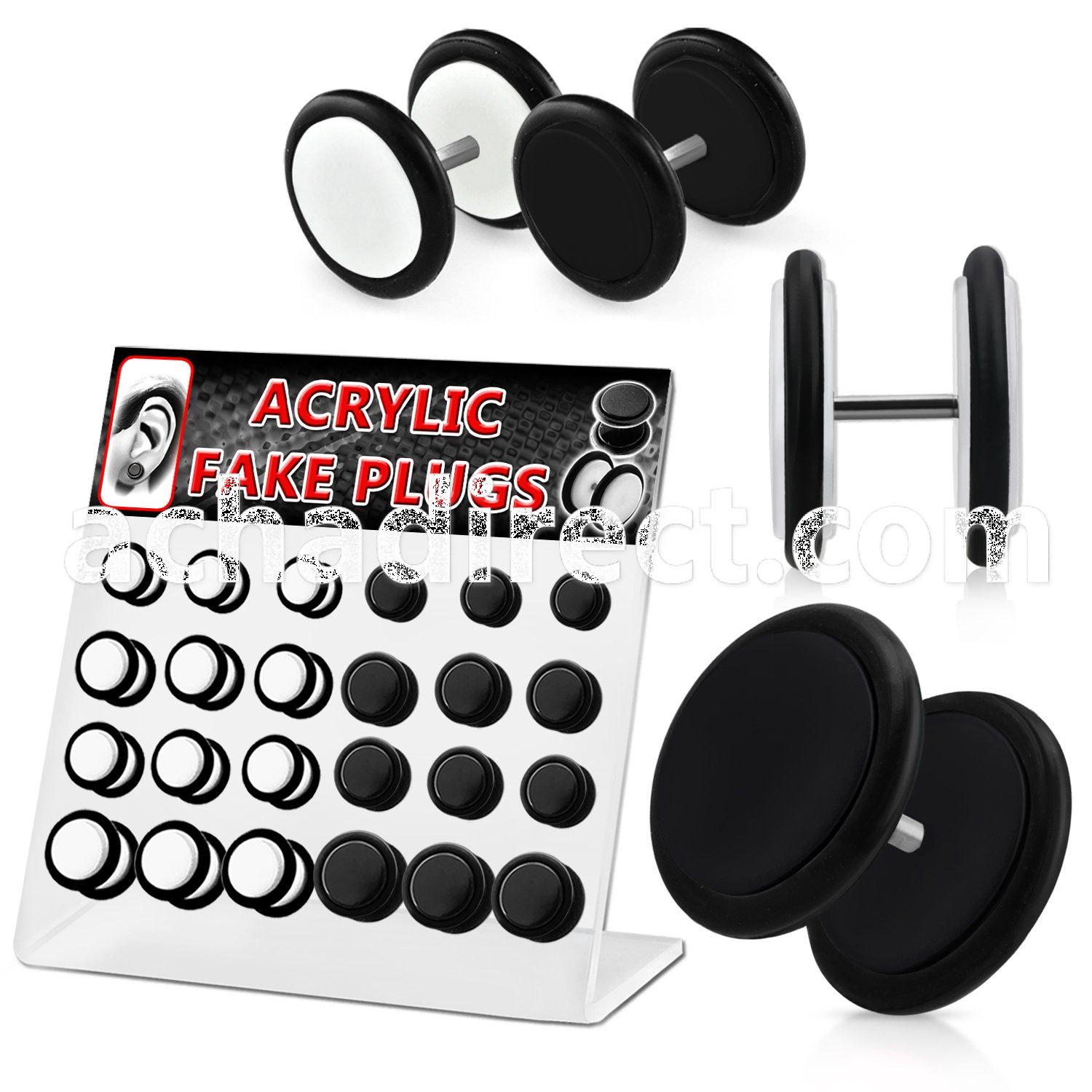 dacb49 board of black white acrylic fake plug w o ring