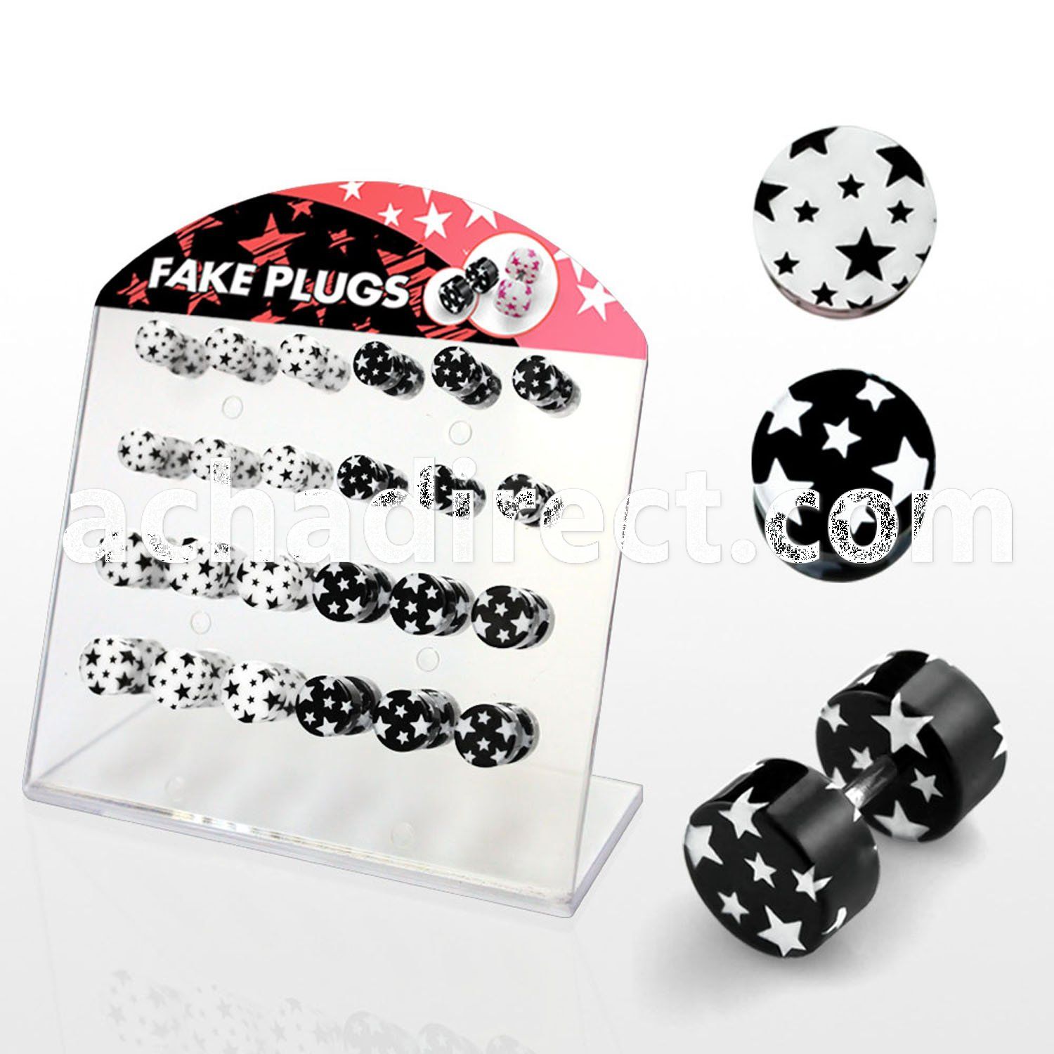 dacb76a board of acrylic illusion fake plug with b w multi star