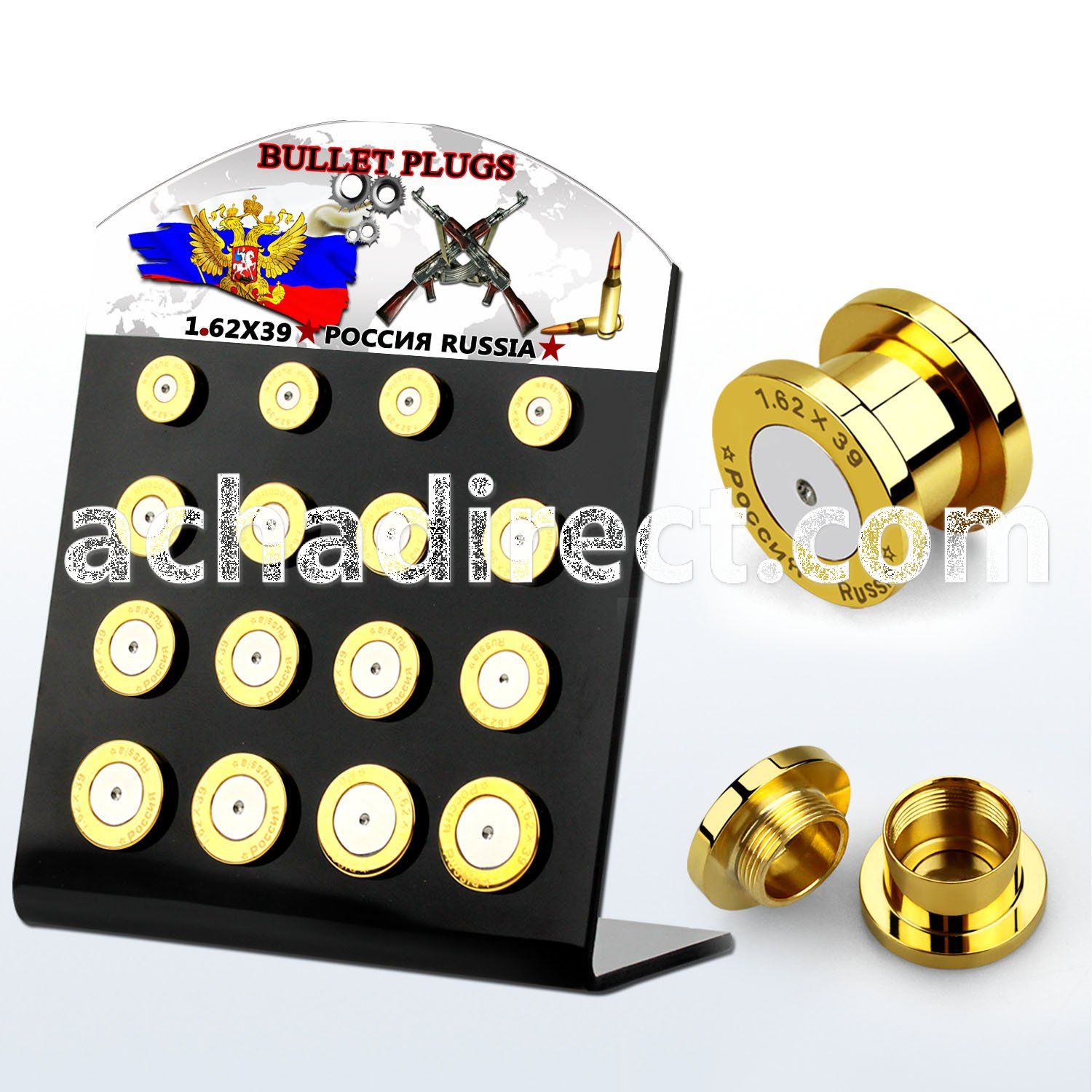 dapg100r 316l steel bullet plugs w center russian engraving