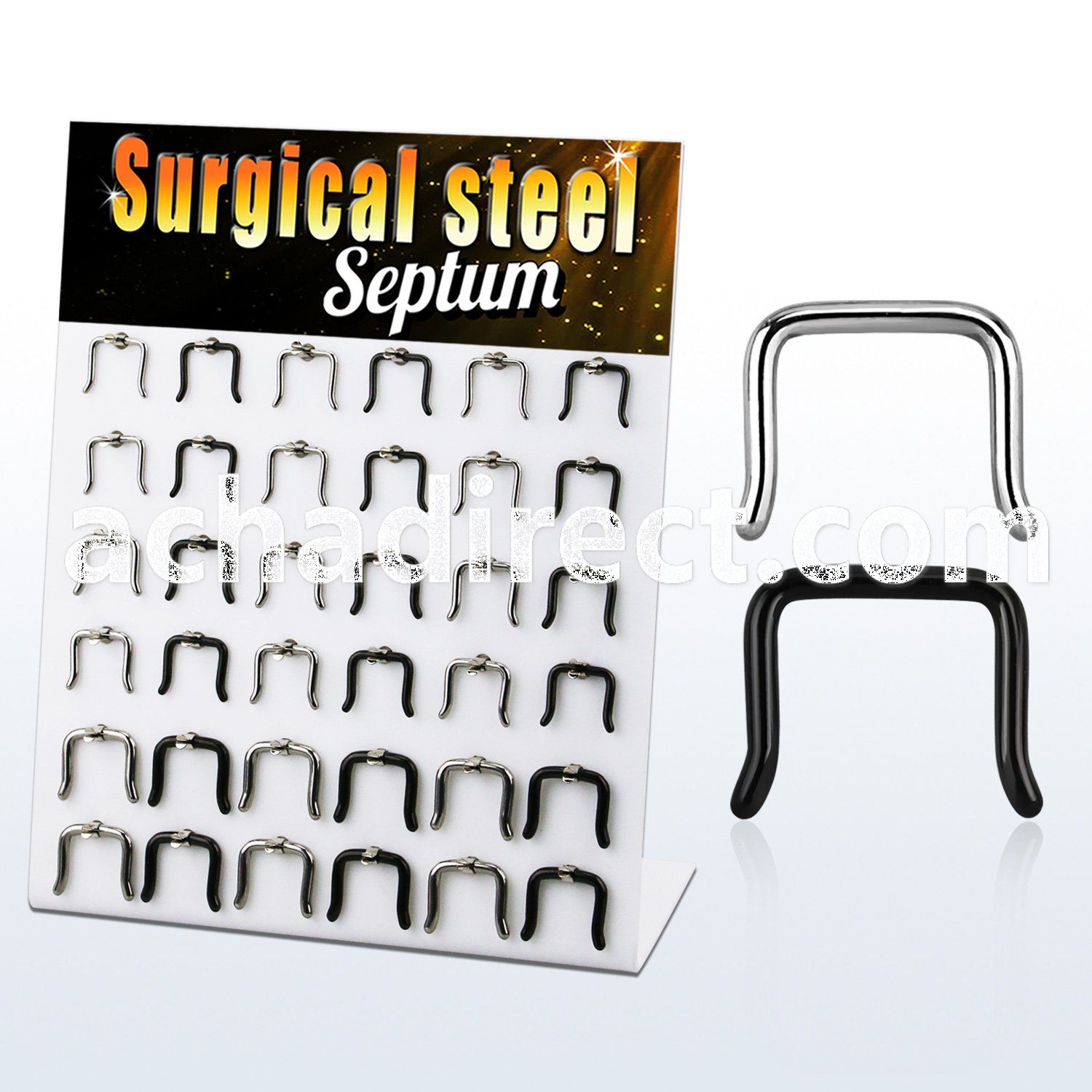 dapg177 display w 316l steel septum retainer in a u shape