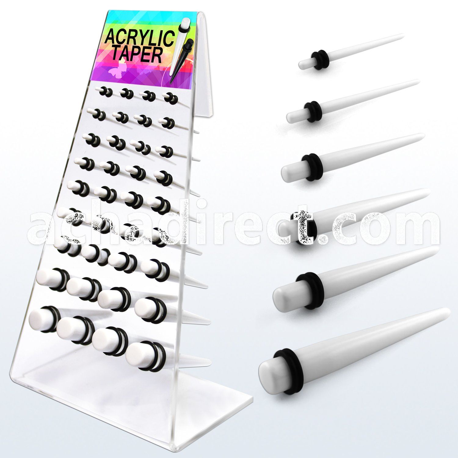 dapg46b board of white acrylic taper with double rubber o ring