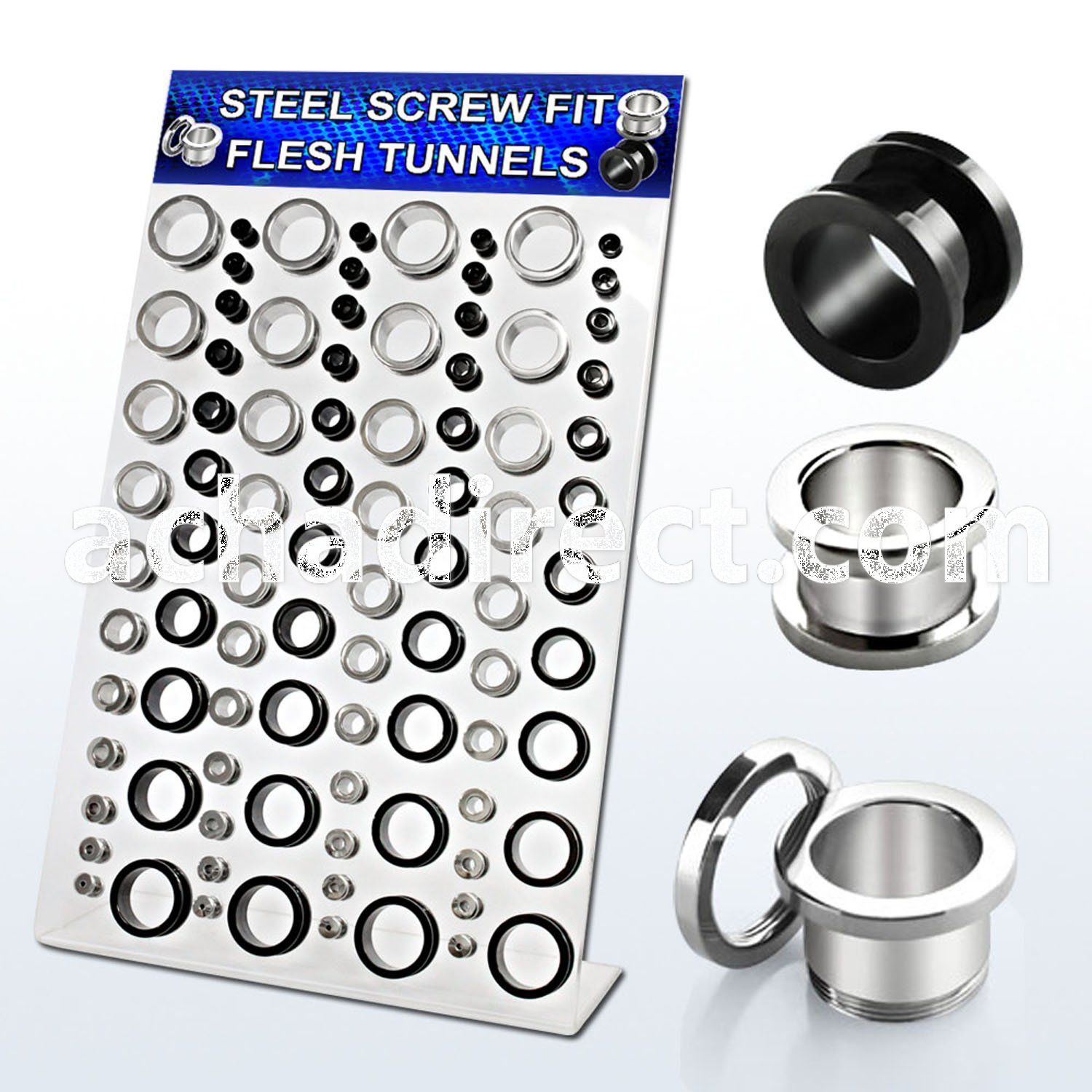 dapg52 board of pvd high polished 316l screw fit flesh tunnel