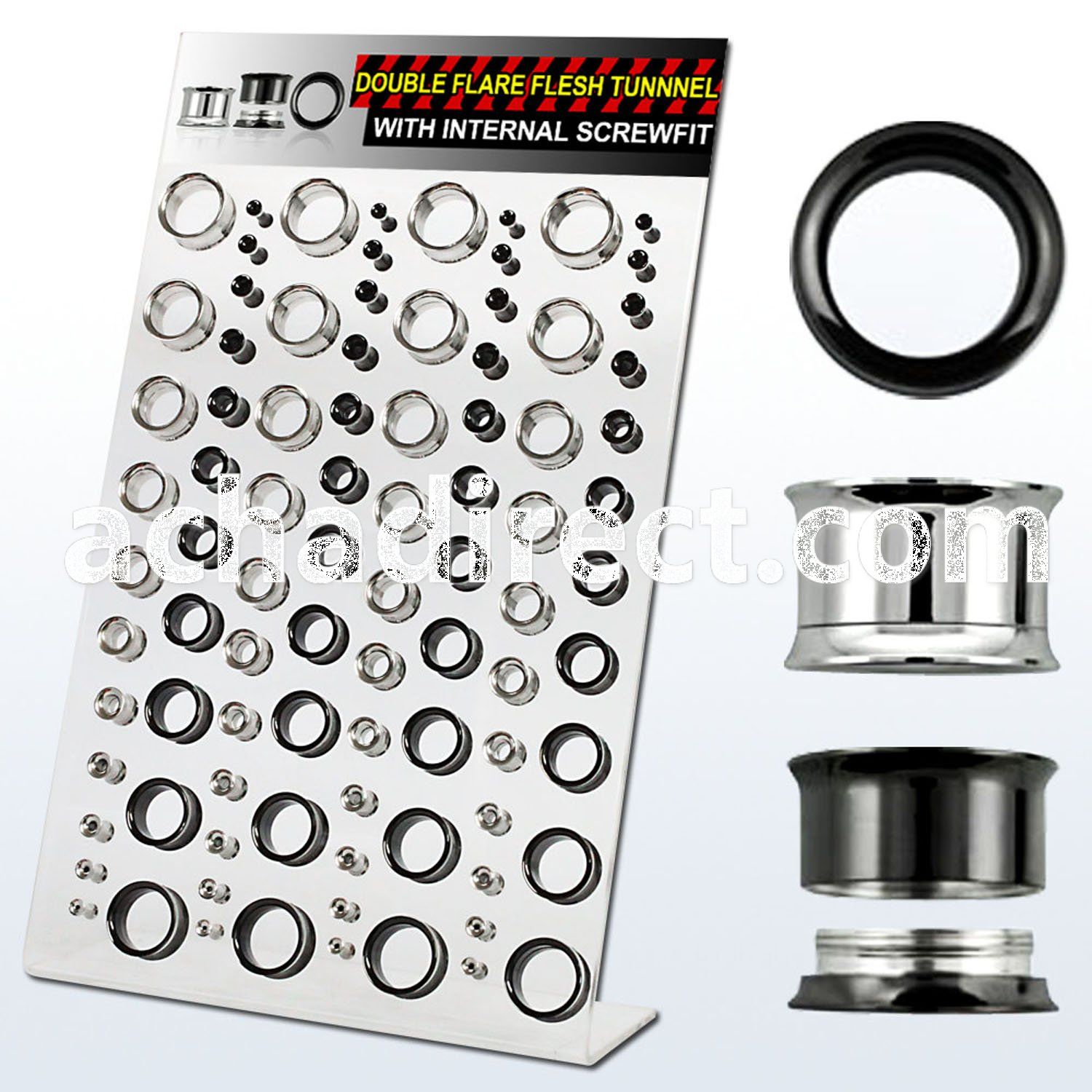 dapg55 board of polished pvd 316l steel screwfit flesh tunnel