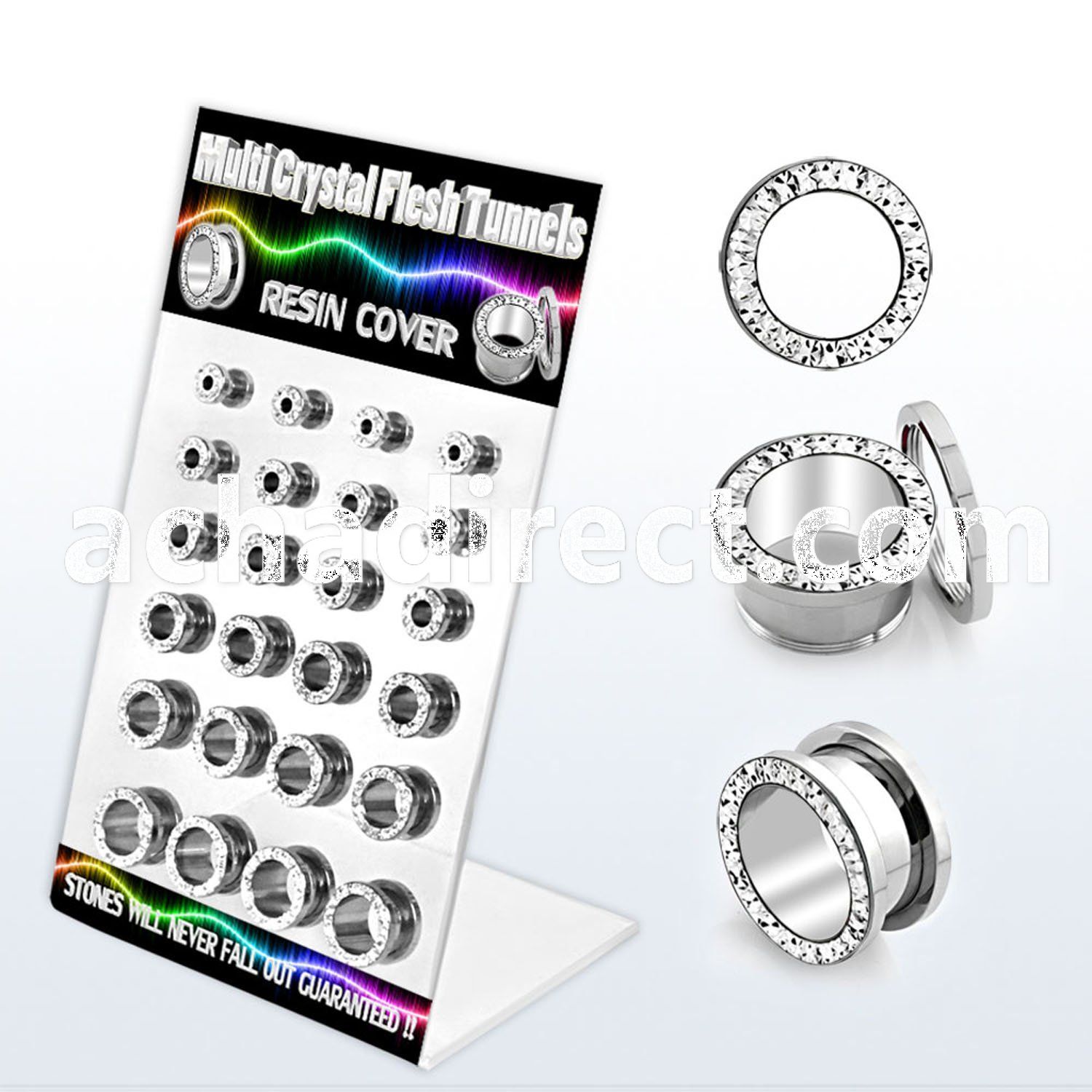 dapg64a board of 316l flesh tunnel w ferido clear ball