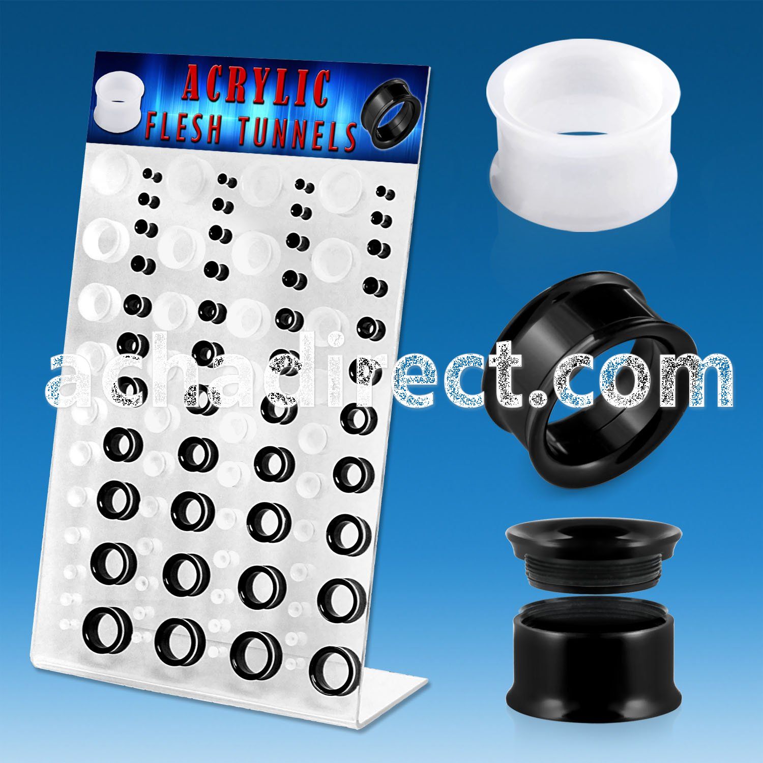 dapg69 board of acrylic flesh tunnels in black white